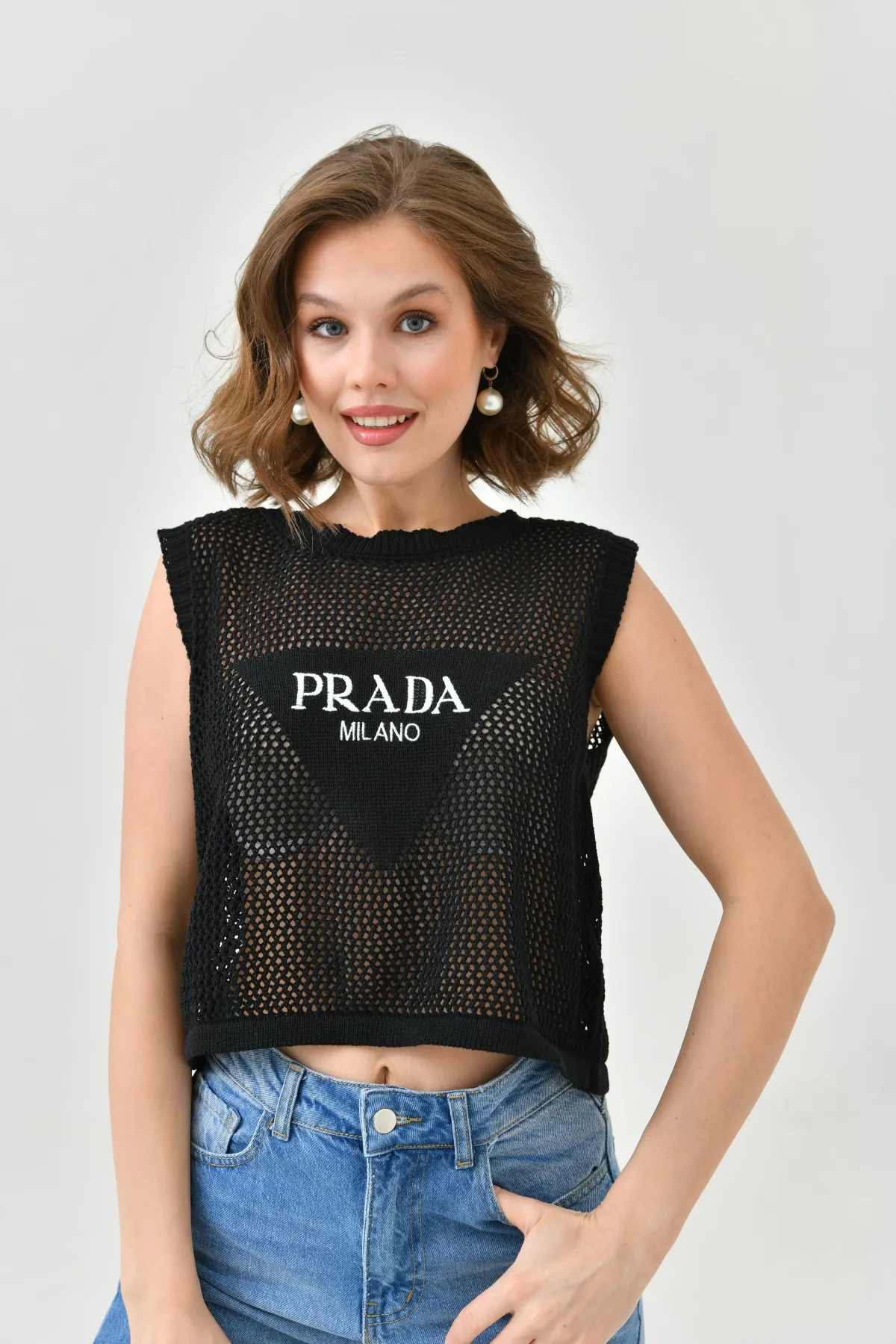 Kadın Bisiklet Yaka Crop Mevsimlik Triko Bluz 8286Sw