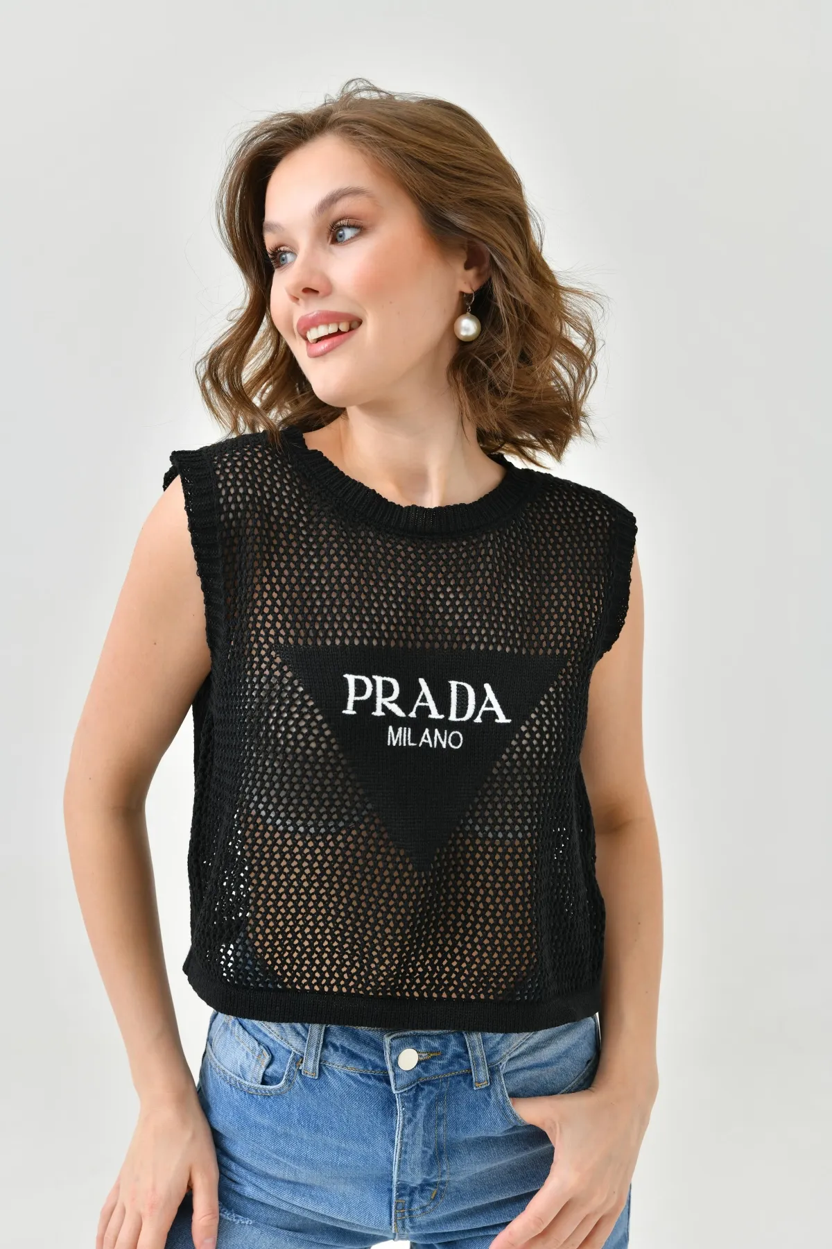 Kadın Bisiklet Yaka Crop Mevsimlik Triko Bluz 8286Sw