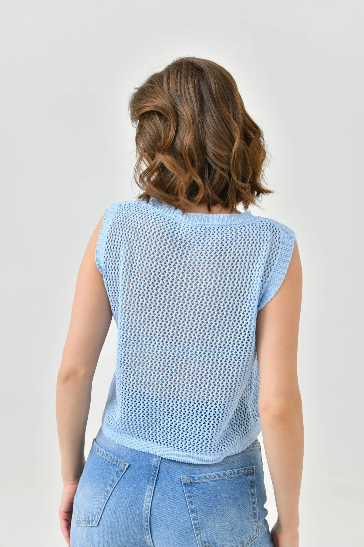 Kadın Bisiklet Yaka Crop Mevsimlik Triko Bluz 8286Sw