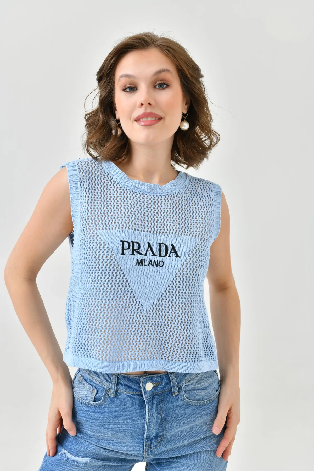 Kadın Bisiklet Yaka Crop Mevsimlik Triko Bluz 8286Sw