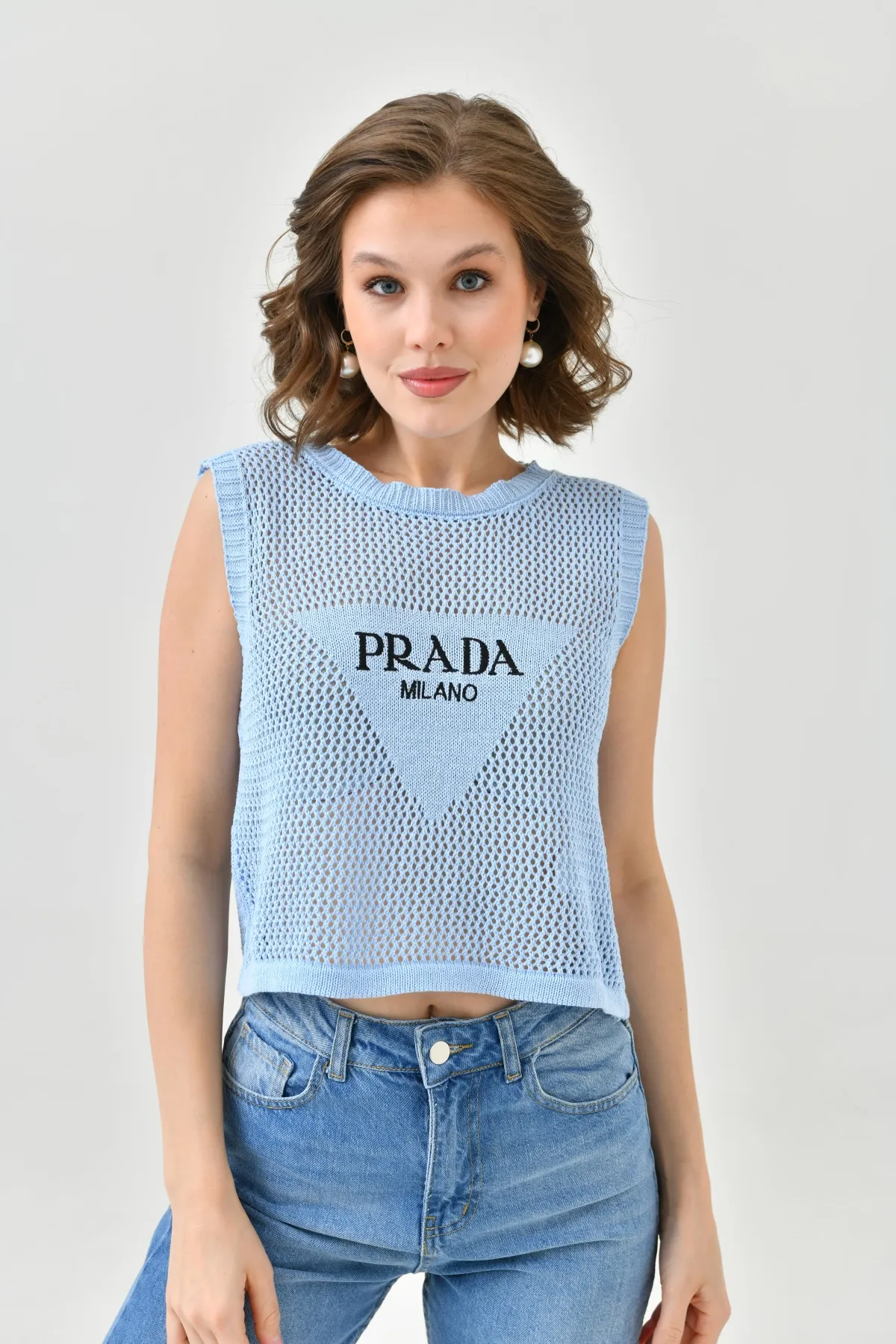 Kadın Bisiklet Yaka Crop Mevsimlik Triko Bluz 8286Sw