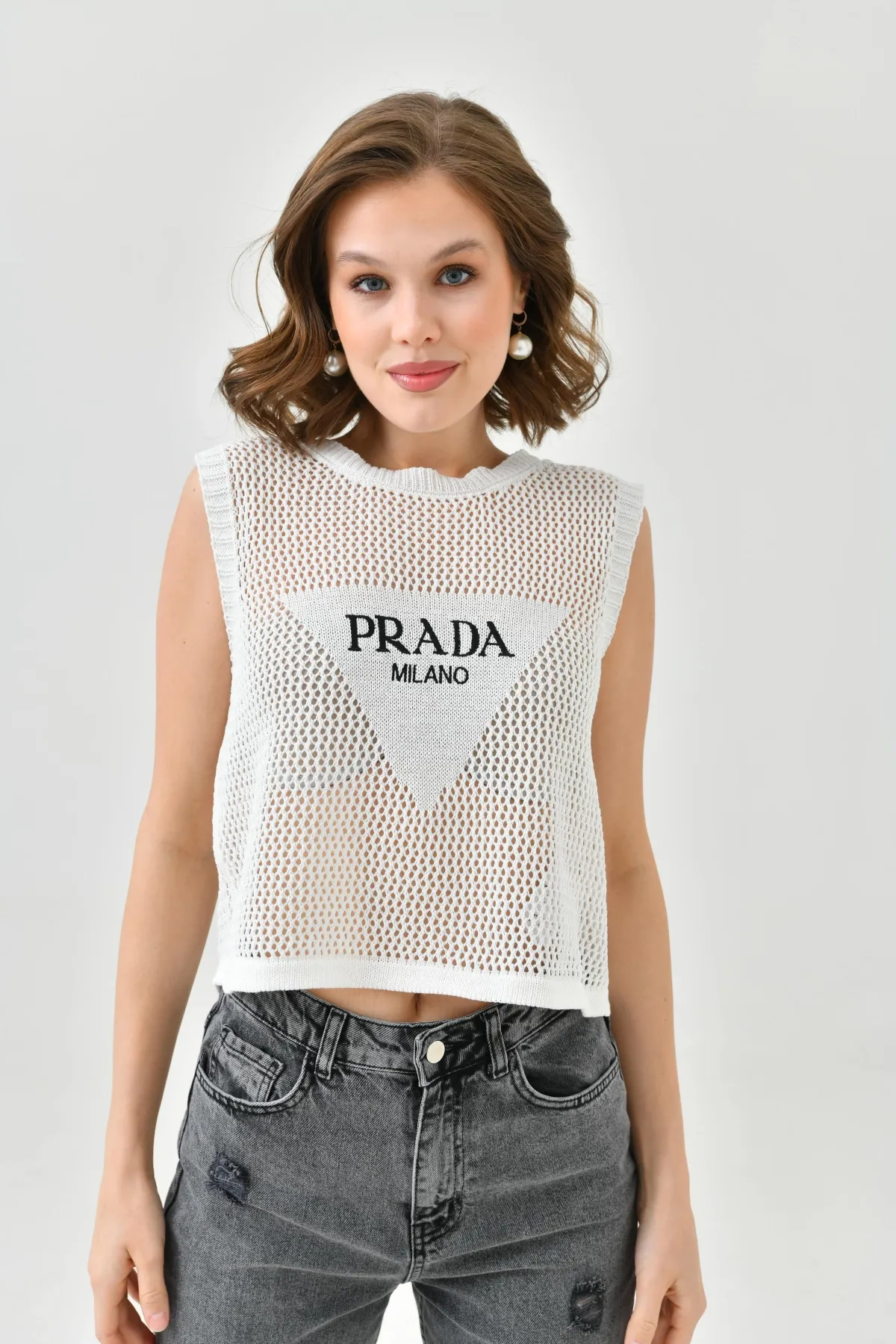 Kadın Bisiklet Yaka Crop Mevsimlik Triko Bluz 8286Sw