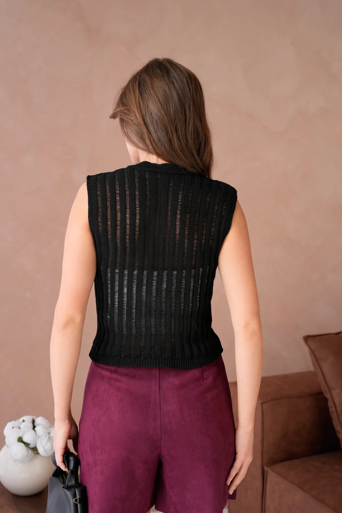 Kadın Bisiklet Yaka Crop Mevsimlik Triko Bluz 8502Sw