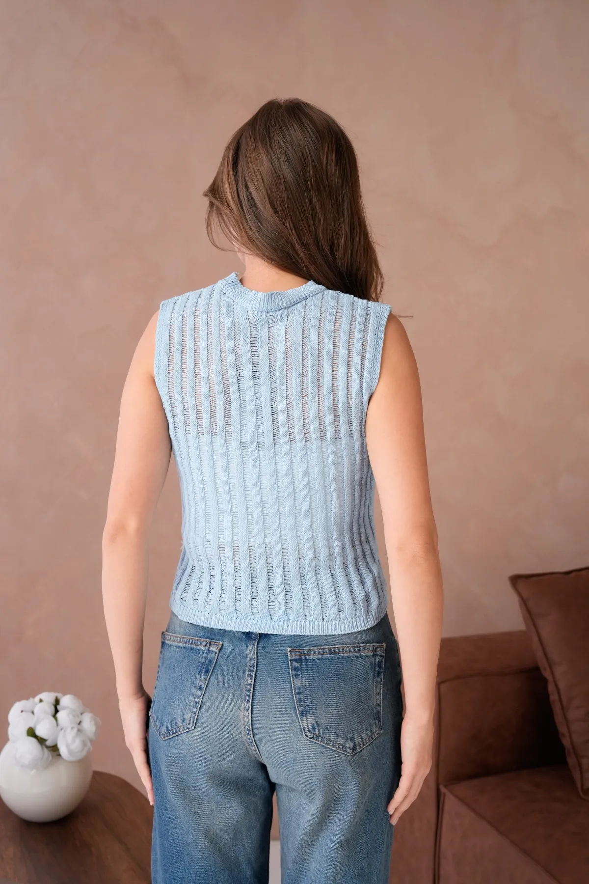 Kadın Bisiklet Yaka Crop Mevsimlik Triko Bluz 8502Sw