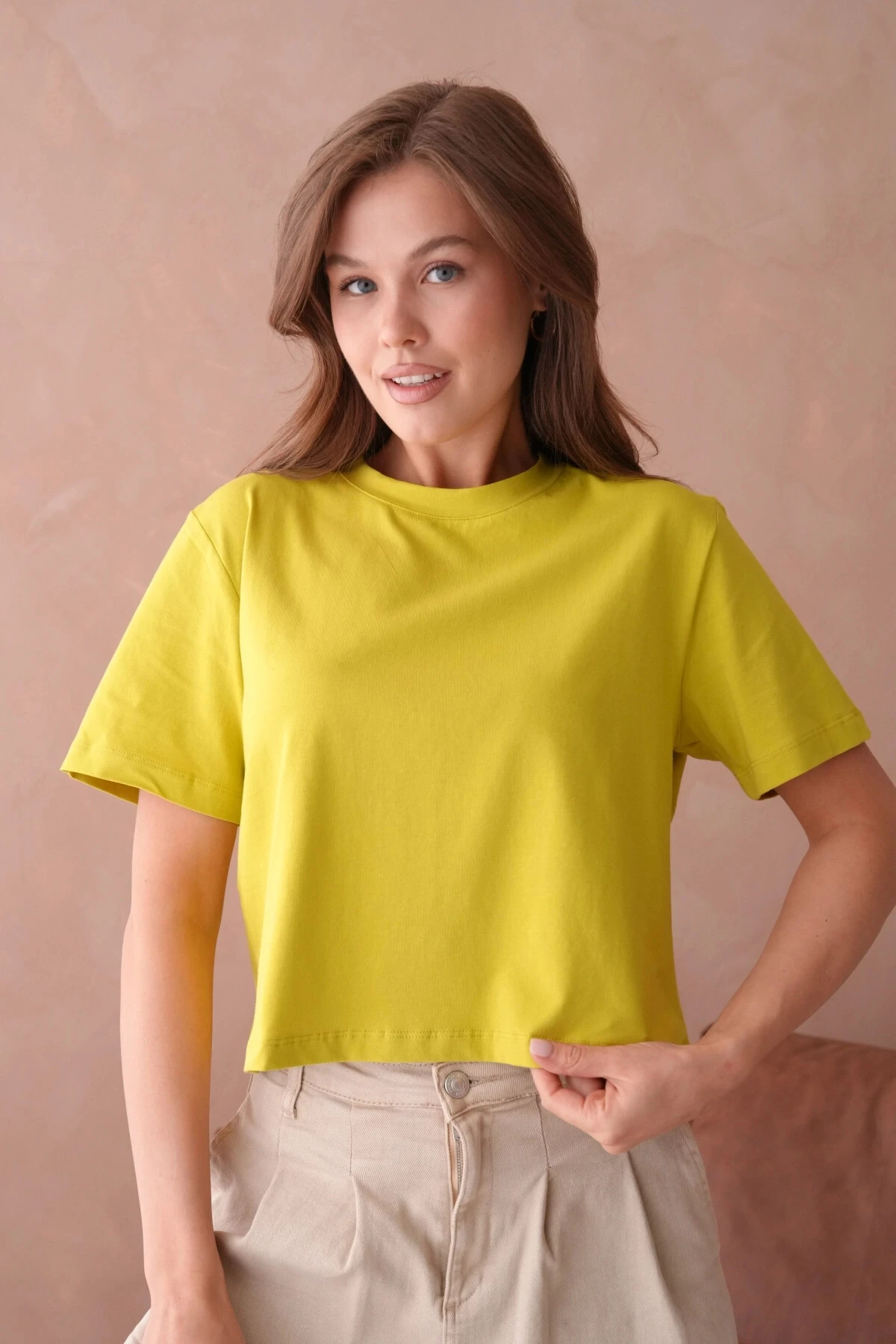 Fıstık Yeşili Kısa Kol Basic T-Shirt
