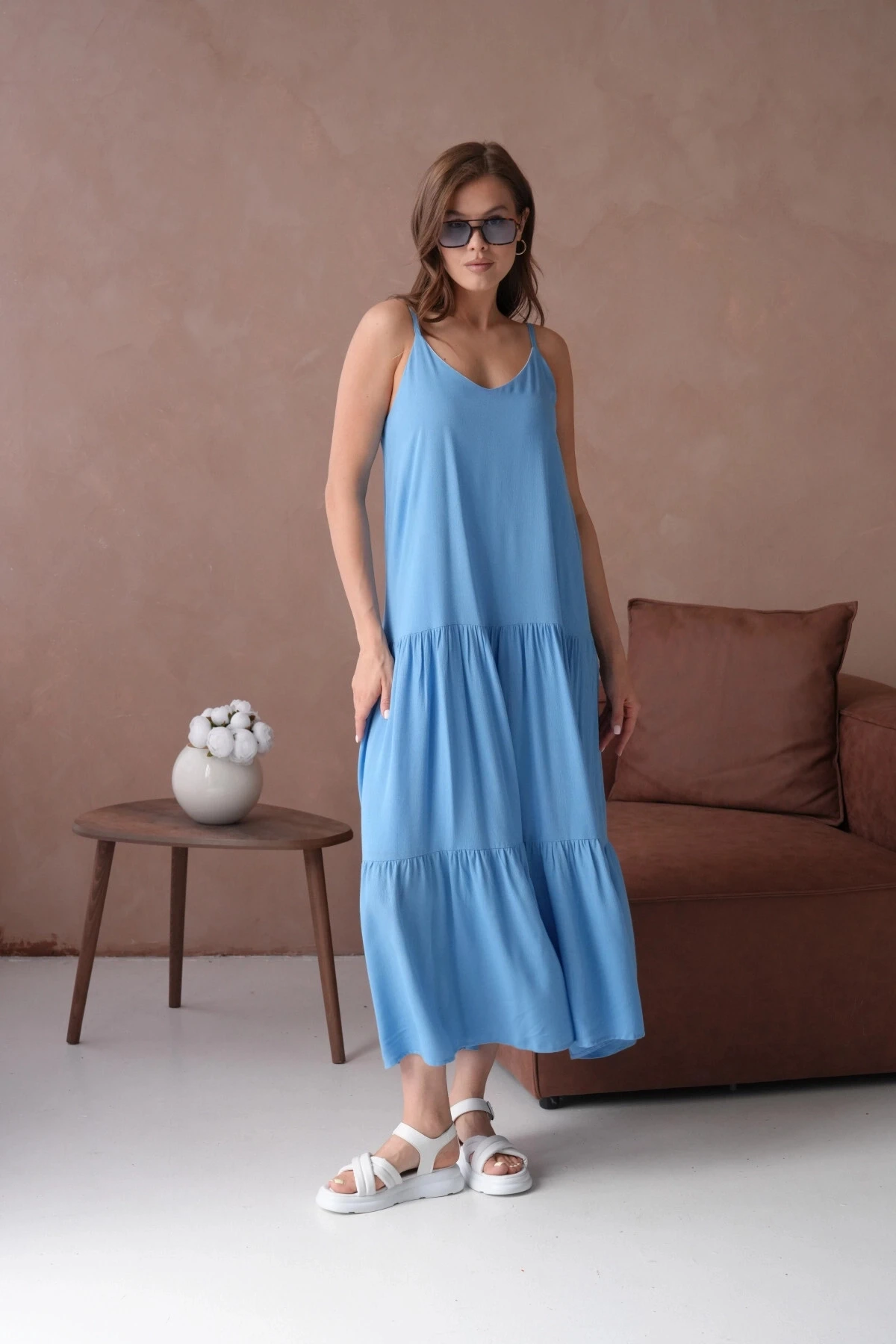 İnce Askılı Uzun Yazlık Elbise