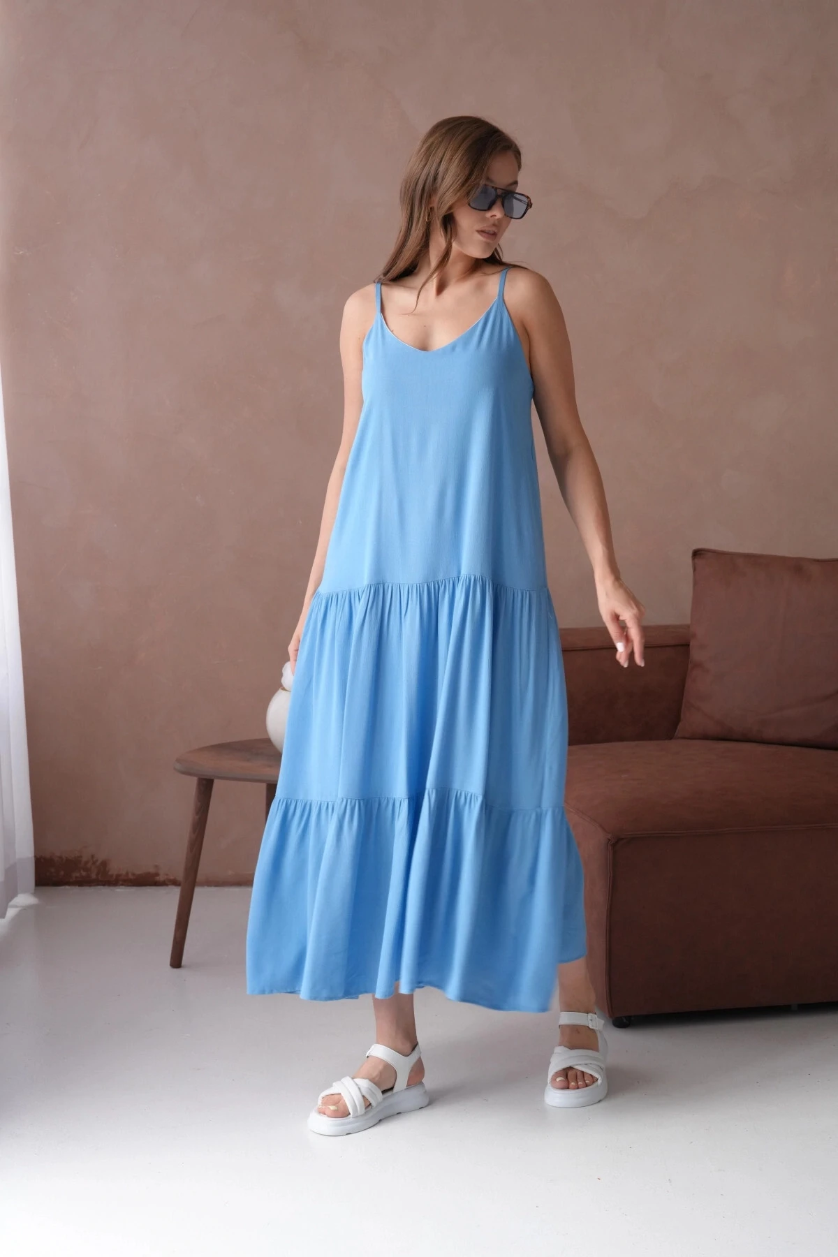 İnce Askılı Uzun Yazlık Elbise