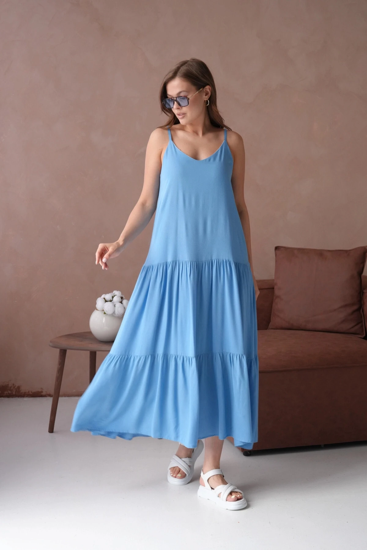 İnce Askılı Uzun Yazlık Elbise