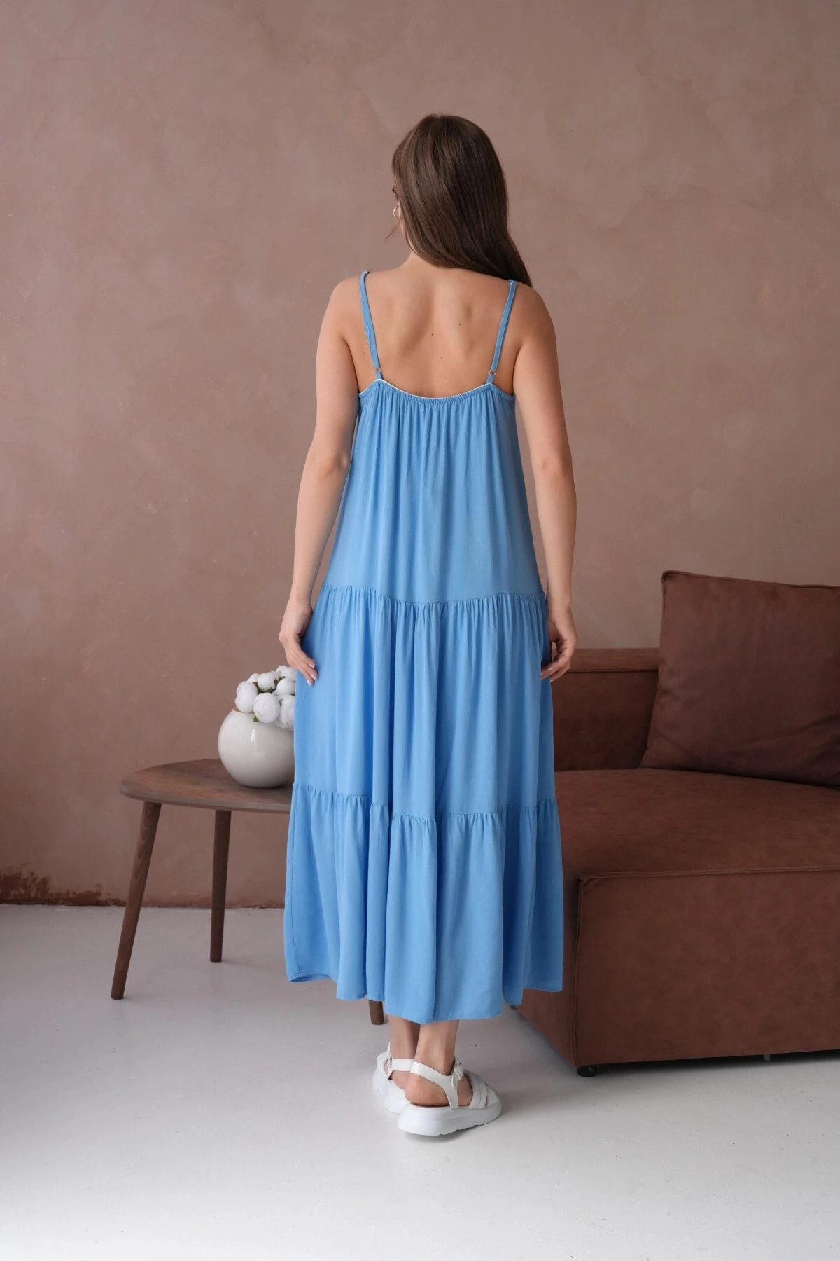 İnce Askılı Uzun Yazlık Elbise