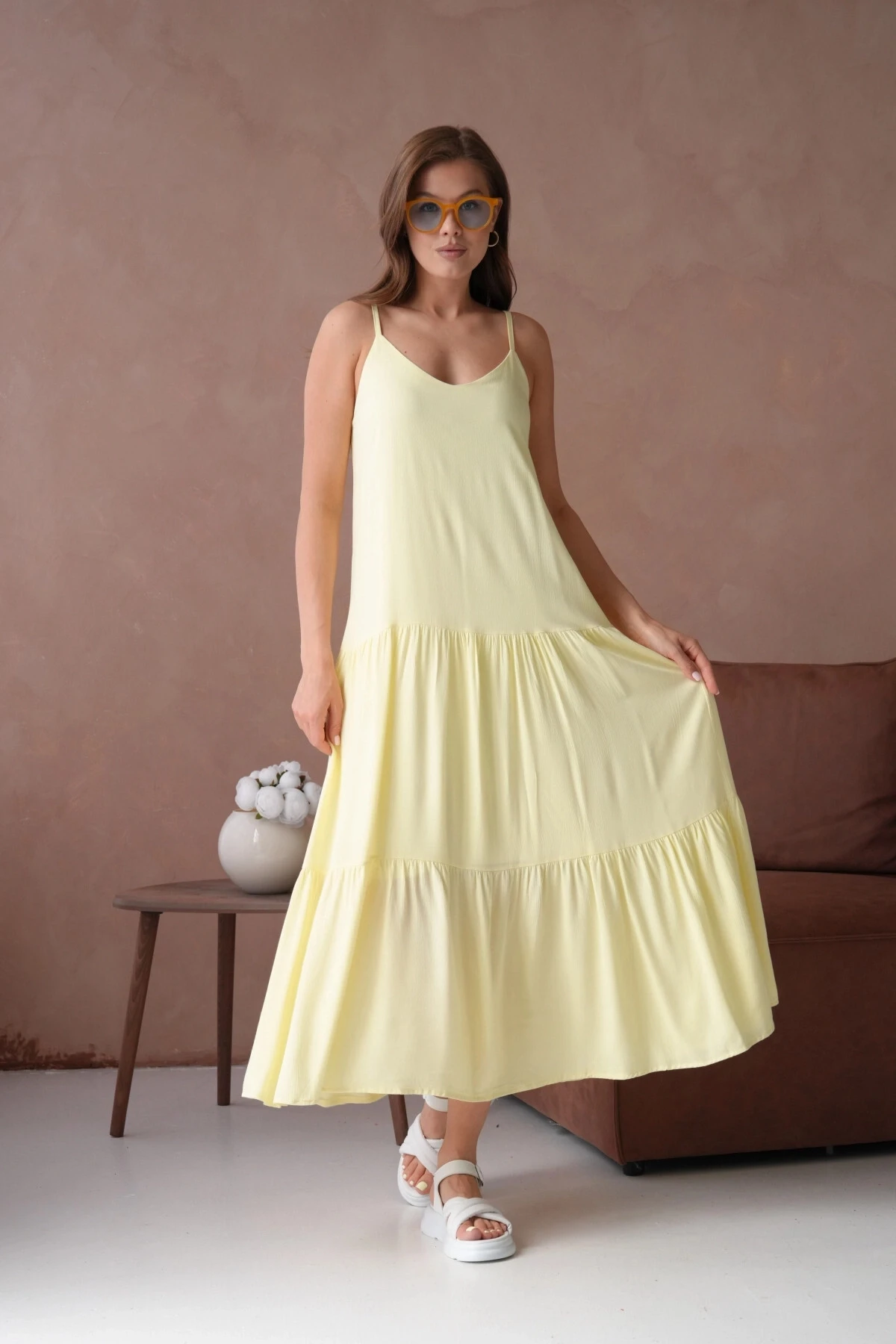 İnce Askılı Uzun Yazlık Elbise