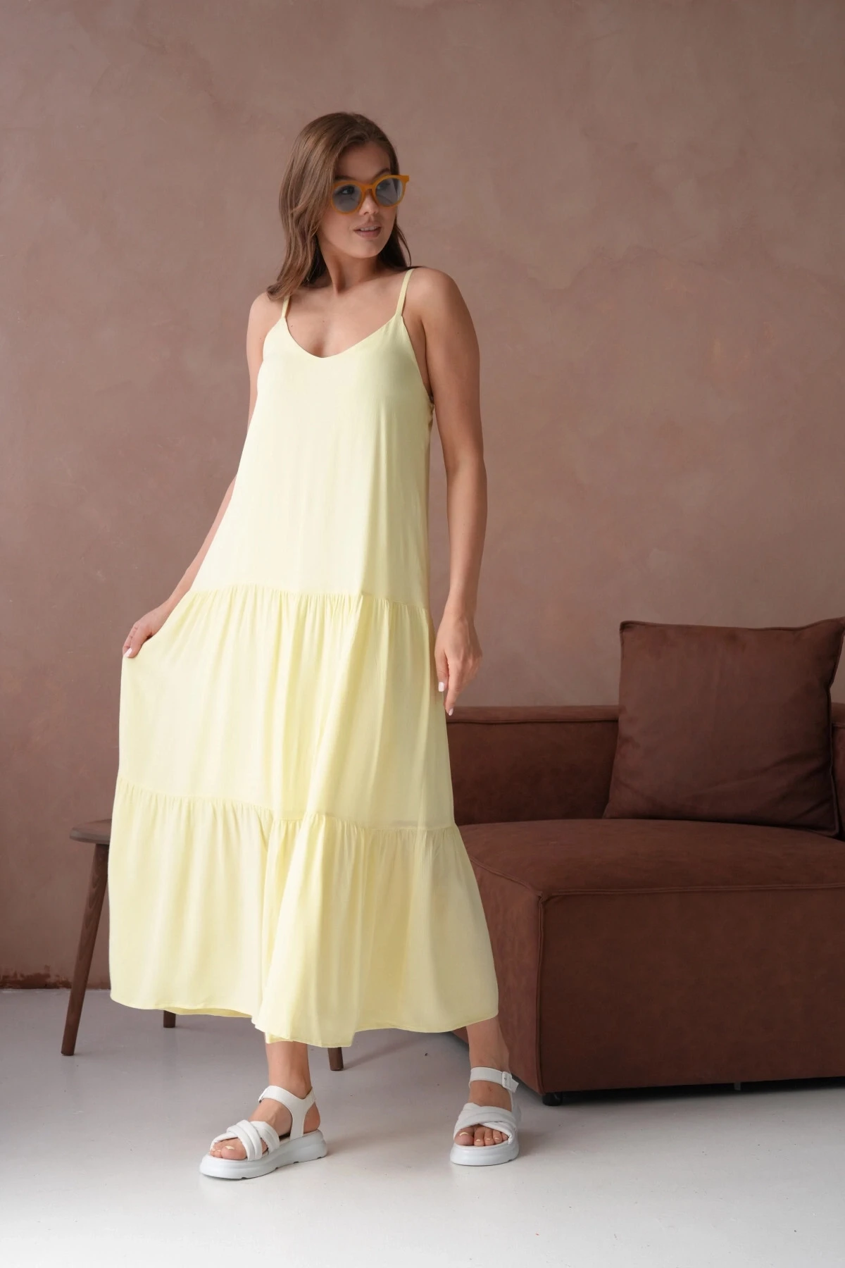 İnce Askılı Uzun Yazlık Elbise