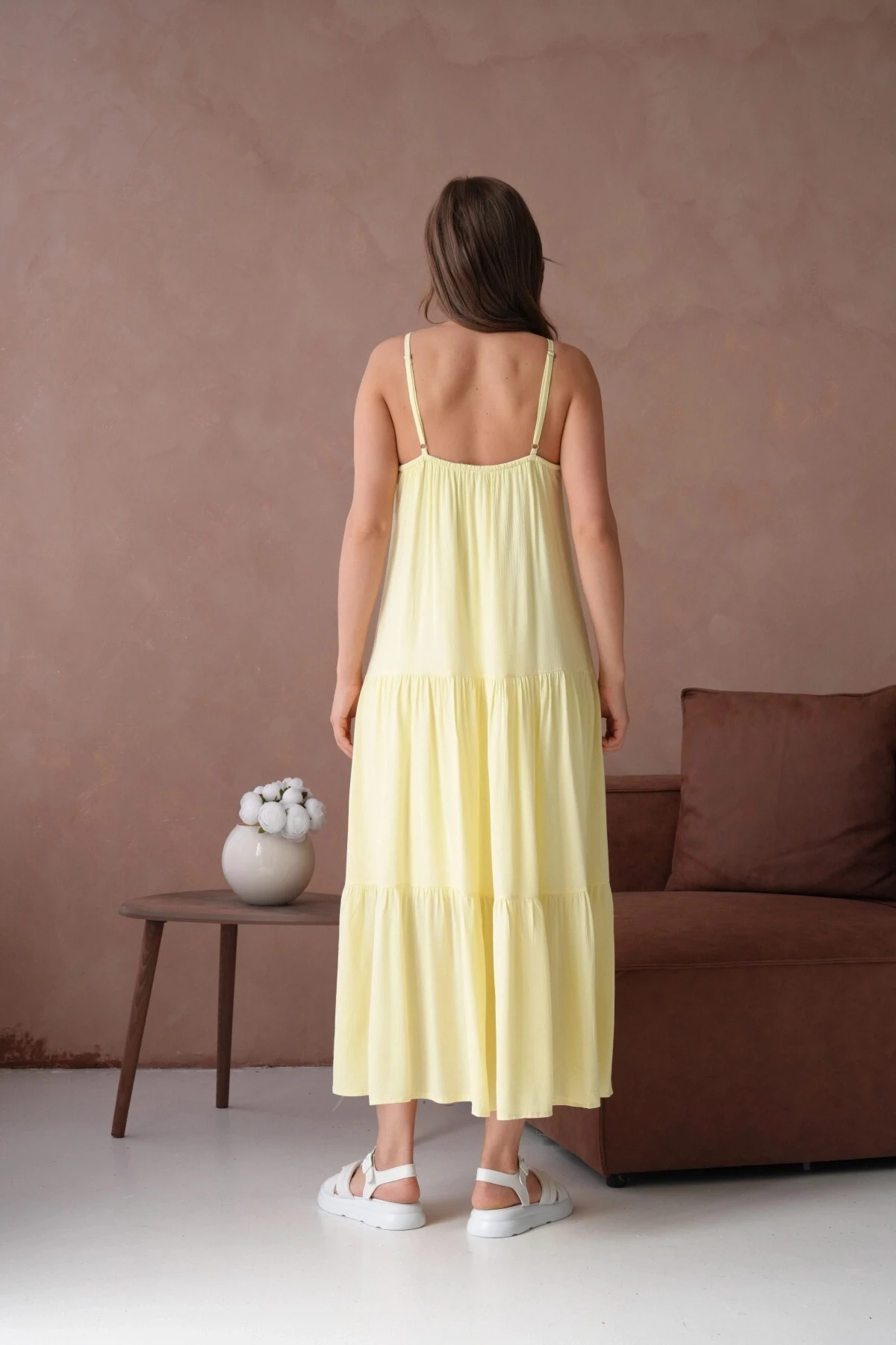 İnce Askılı Uzun Yazlık Elbise