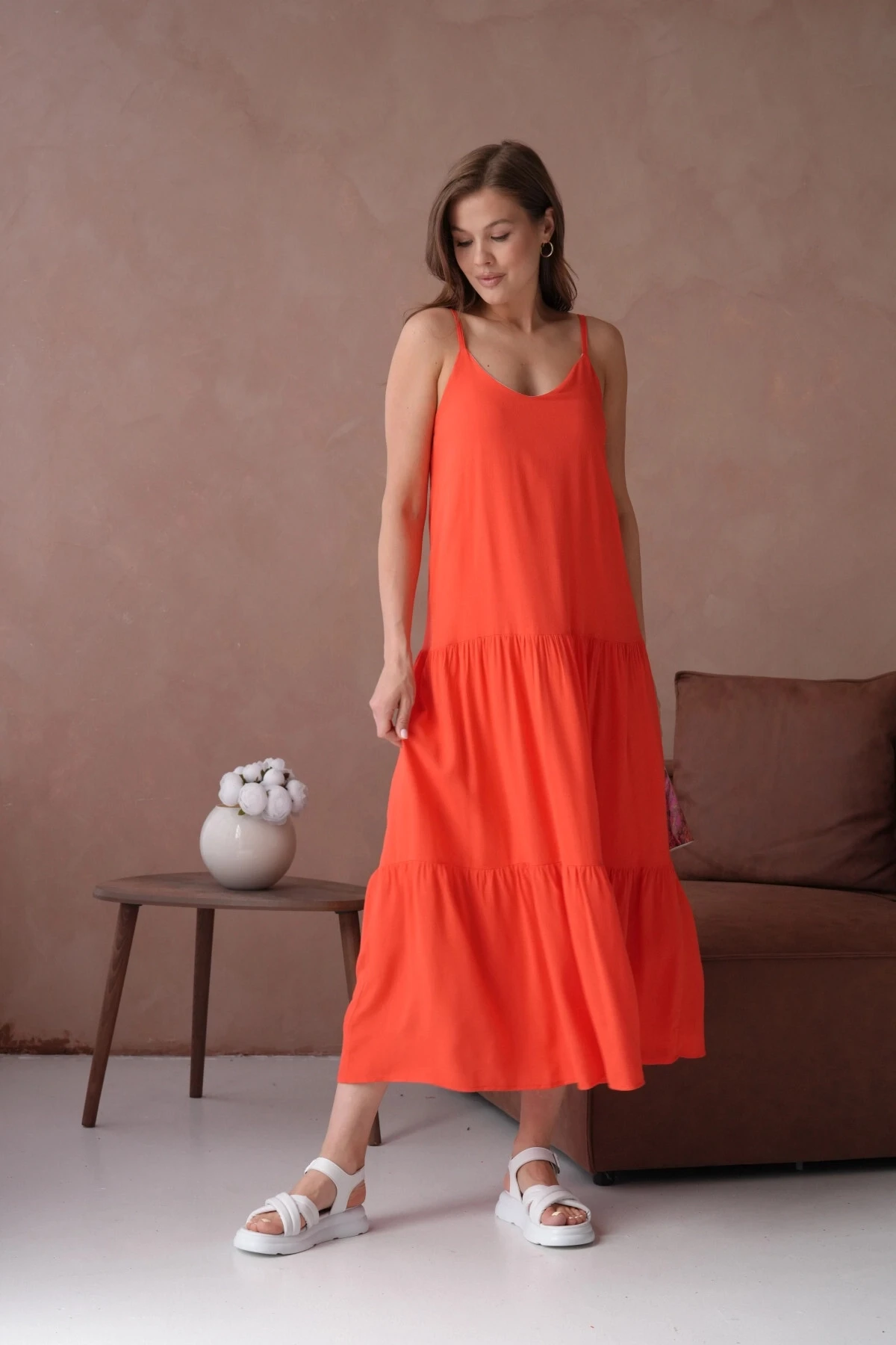 İnce Askılı Uzun Yazlık Elbise