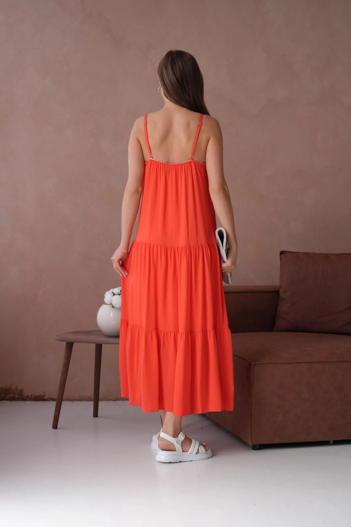 İnce Askılı Uzun Yazlık Elbise