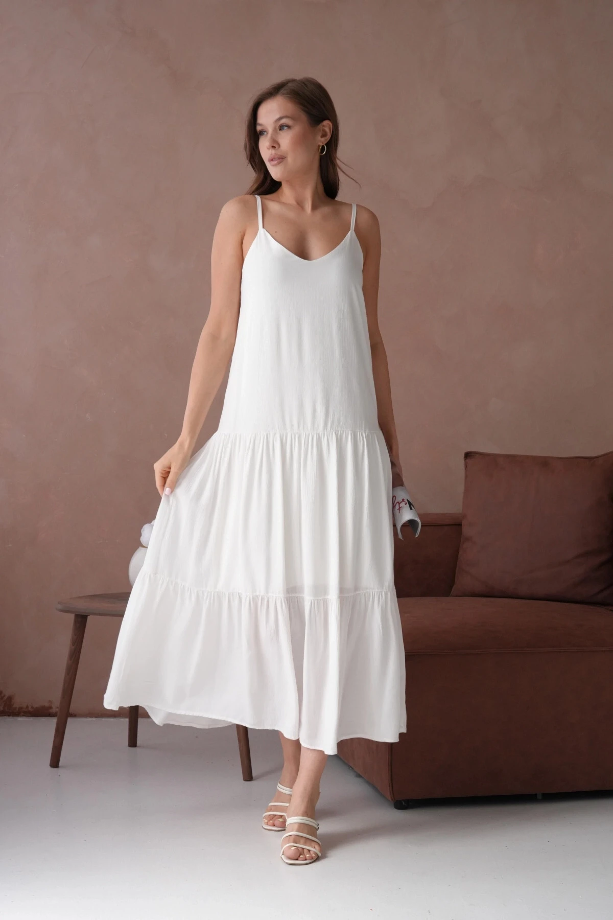 İnce Askılı Uzun Yazlık Elbise