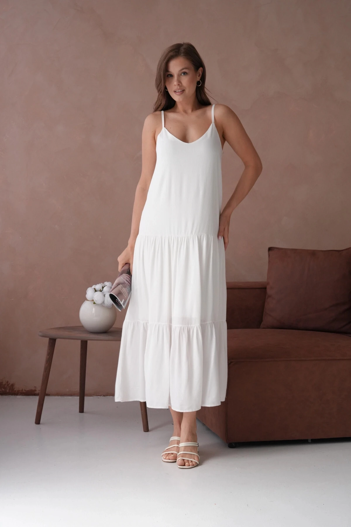 İnce Askılı Uzun Yazlık Elbise