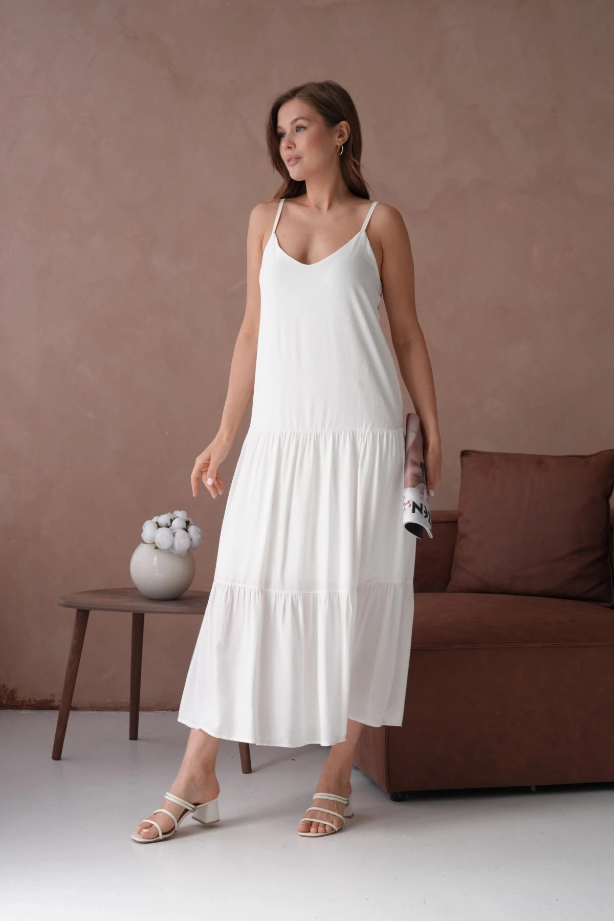 İnce Askılı Uzun Yazlık Elbise