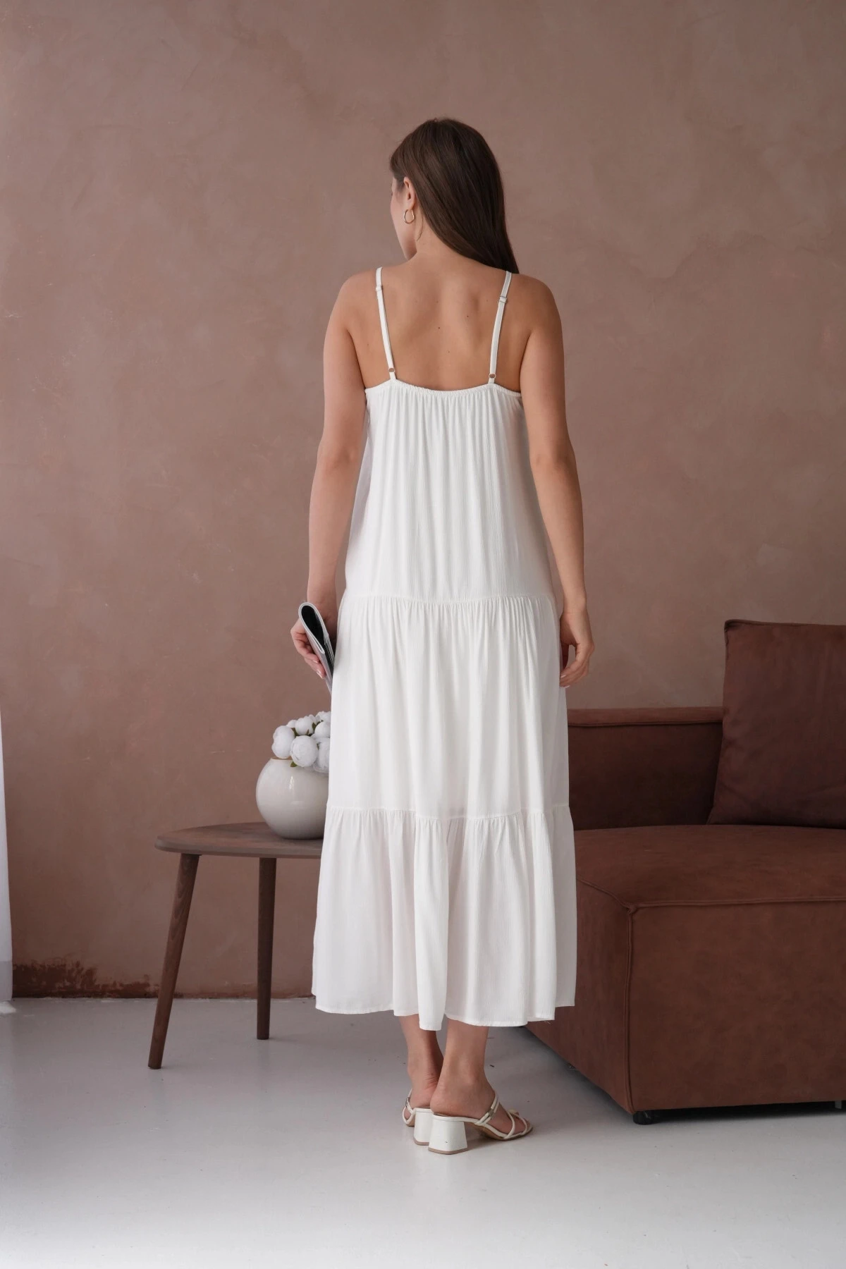 İnce Askılı Uzun Yazlık Elbise