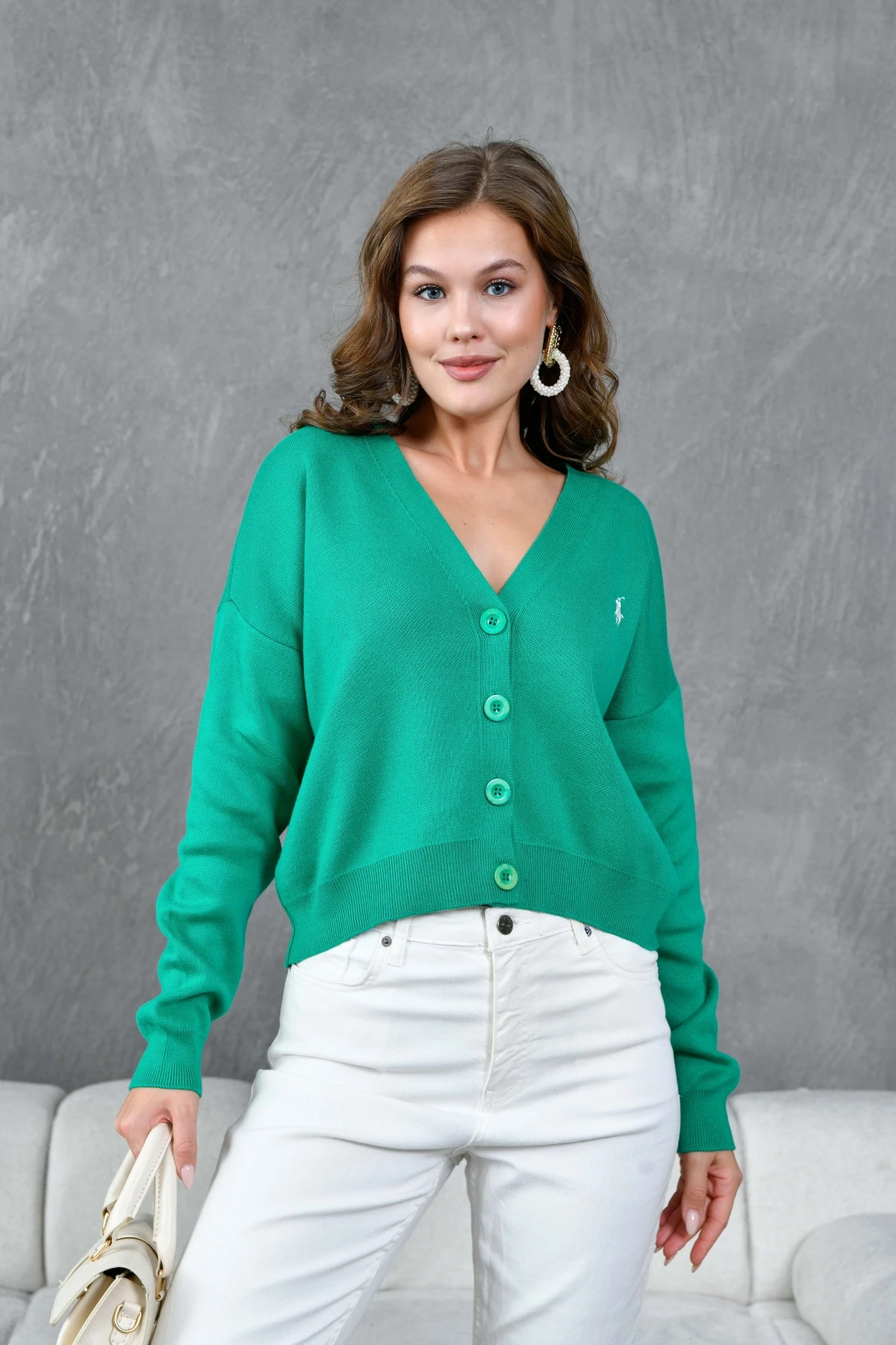 Kadın %100 Cotton Yumuşak Dokulu Triko Kazak 10317