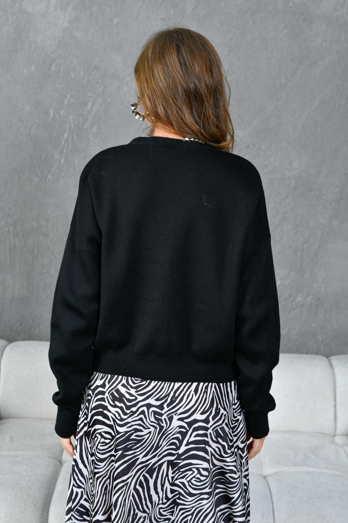 Kadın %100 Cotton Yumuşak Dokulu Triko Kazak 10317