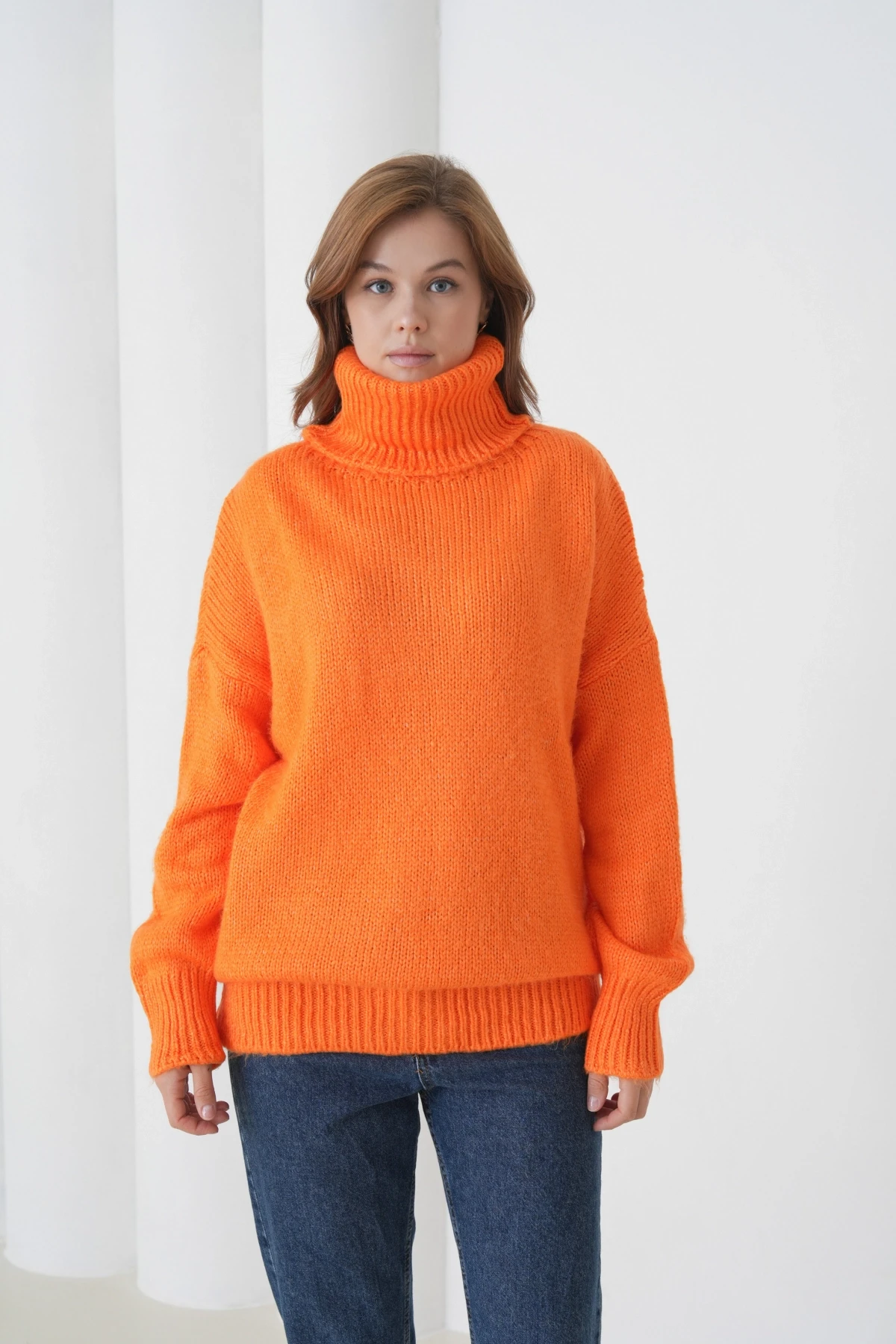 Kadın Balıkçı Yaka Kaşkorse Oversize Triko Tunik 223009