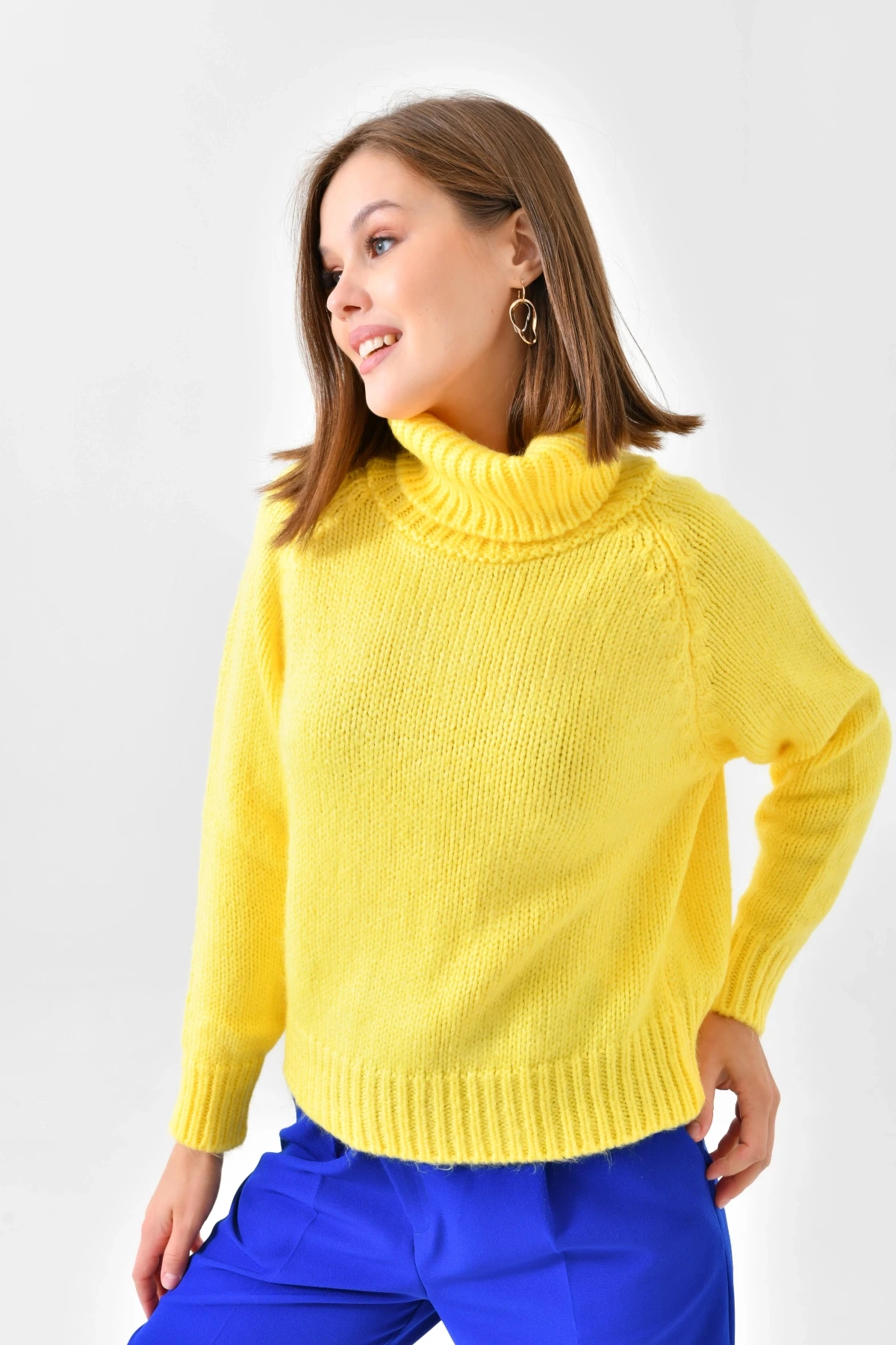 Kadın Balıkçı Yaka Kaşkorse Triko Kazak 223006