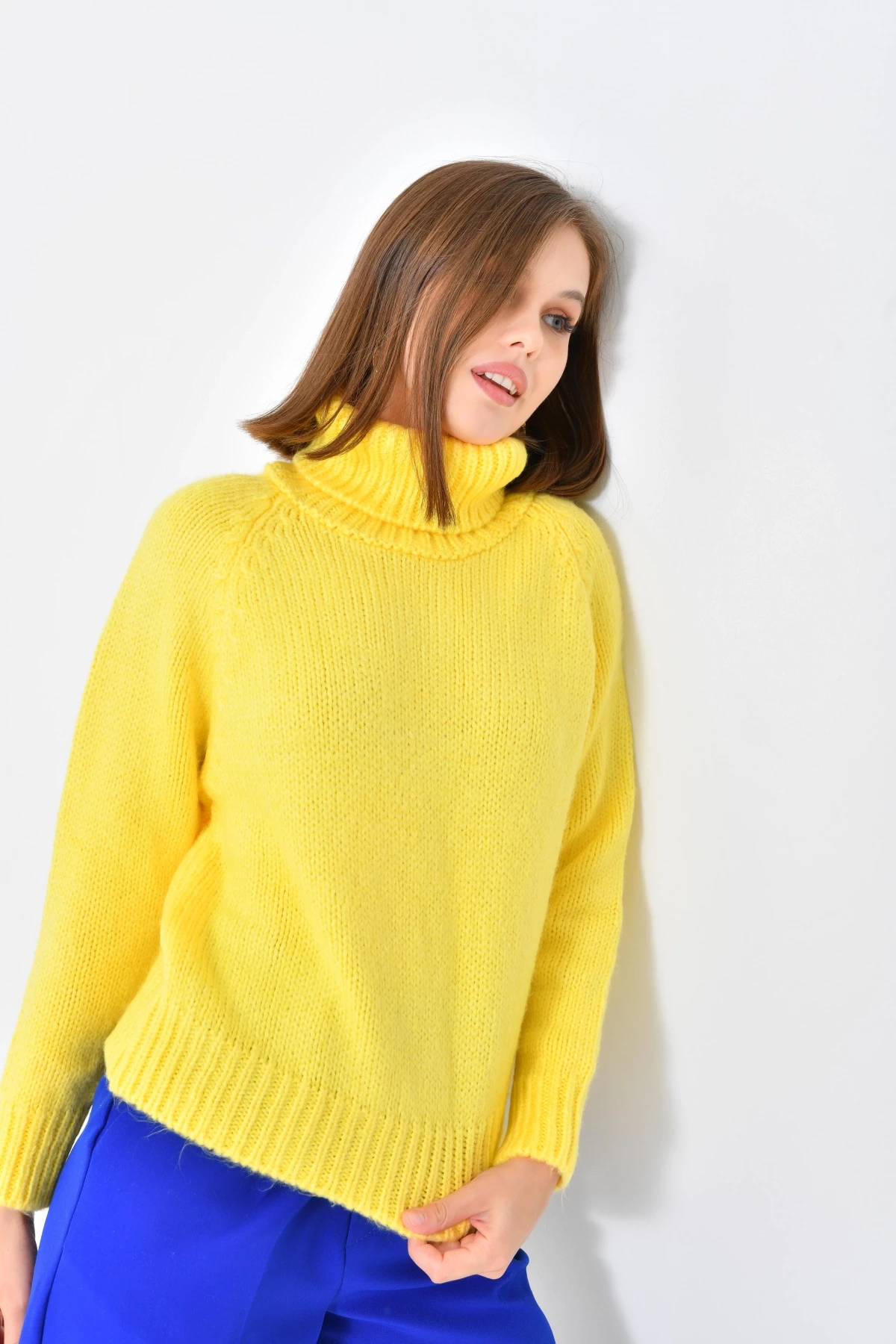 Kadın Balıkçı Yaka Kaşkorse Triko Kazak 223006