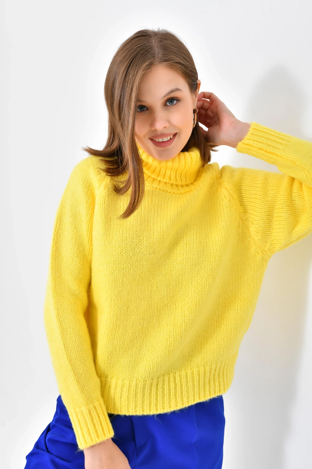 Kadın Balıkçı Yaka Kaşkorse Triko Kazak 223006