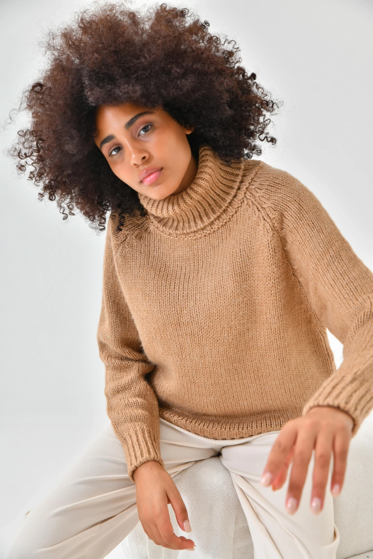 Kadın Balıkçı Yaka Kaşkorse Triko Kazak 223006