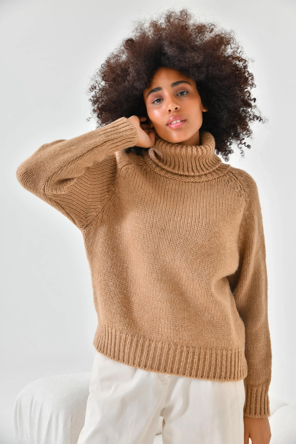 Kadın Balıkçı Yaka Kaşkorse Triko Kazak 223006