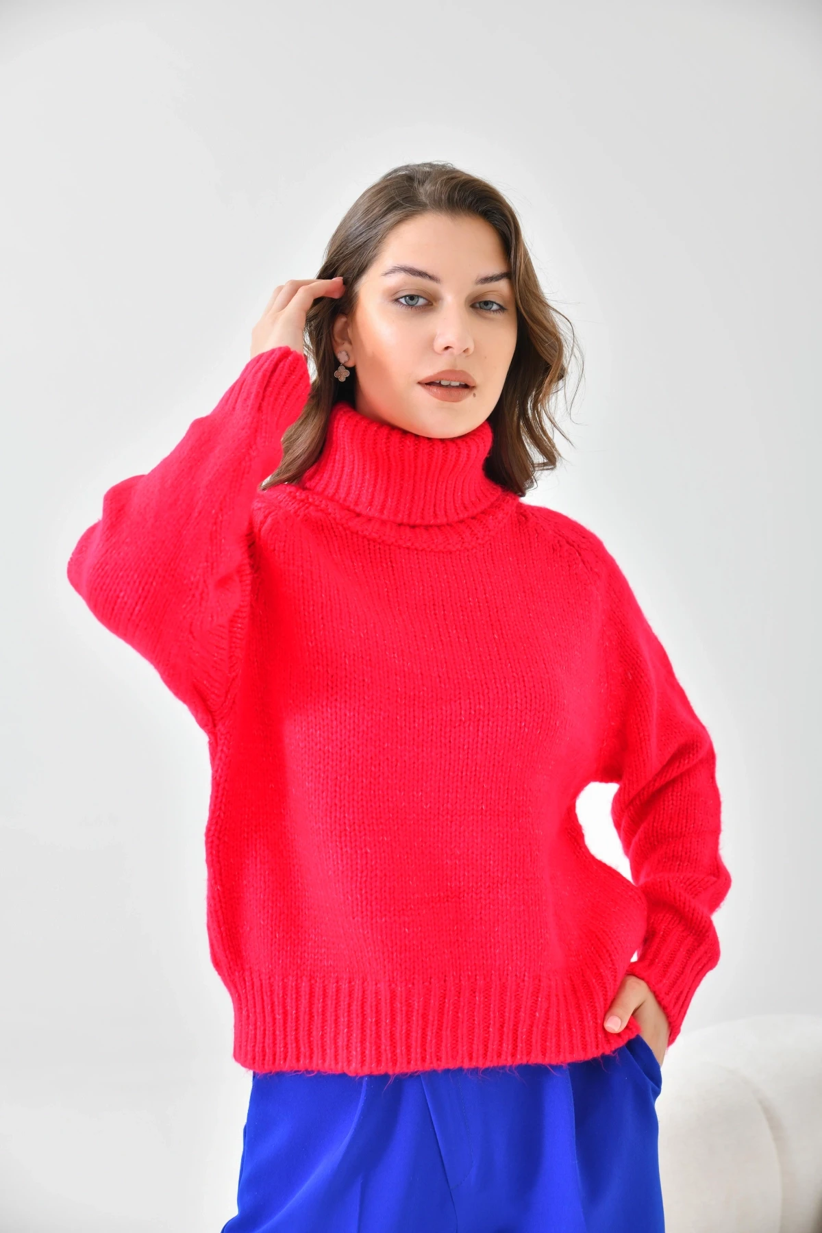 Kadın Balıkçı Yaka Kaşkorse Triko Kazak 223006