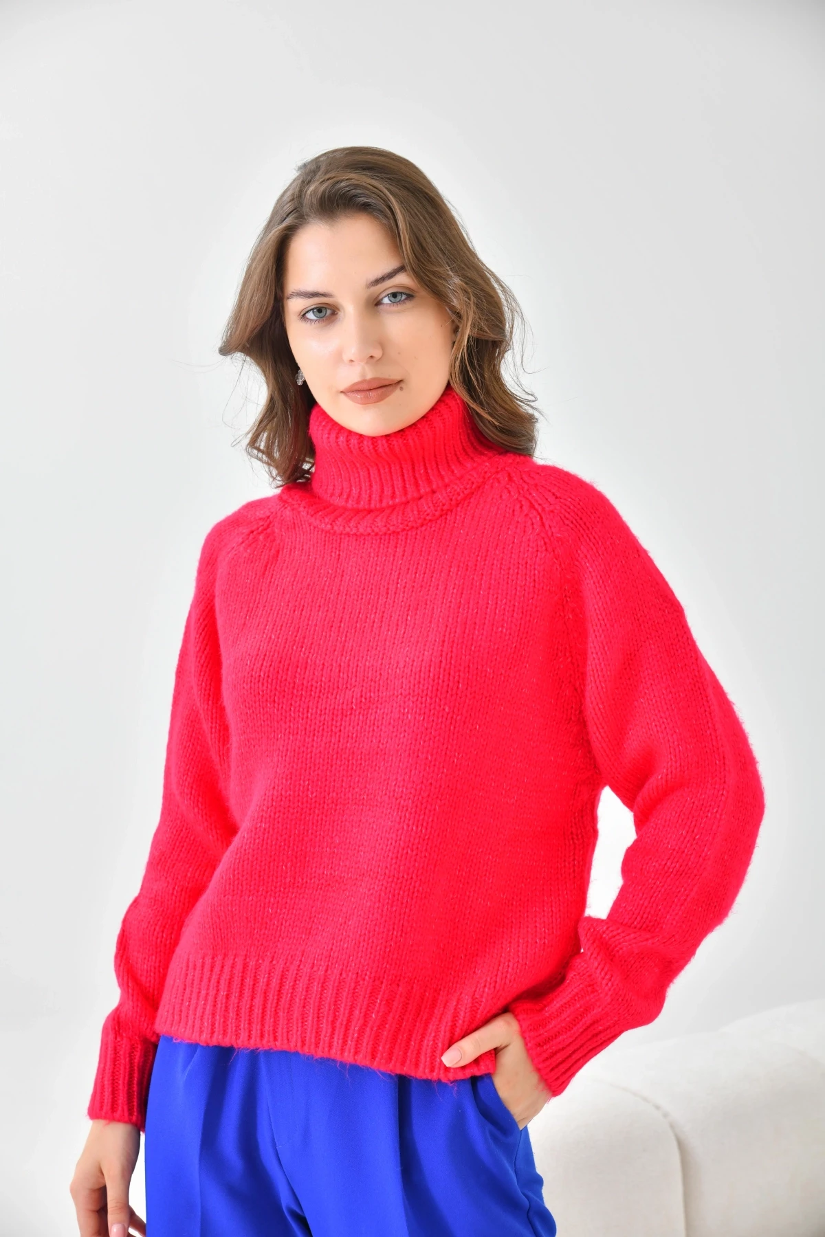 Kadın Balıkçı Yaka Kaşkorse Triko Kazak 223006