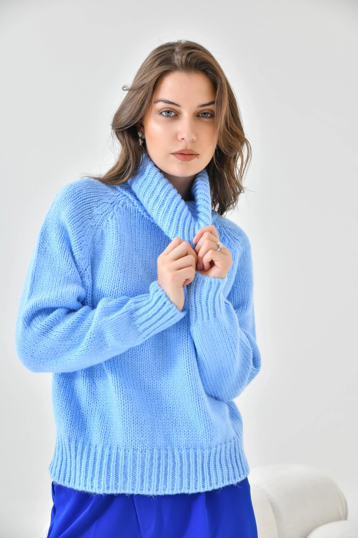 Kadın Balıkçı Yaka Kaşkorse Triko Kazak 223006