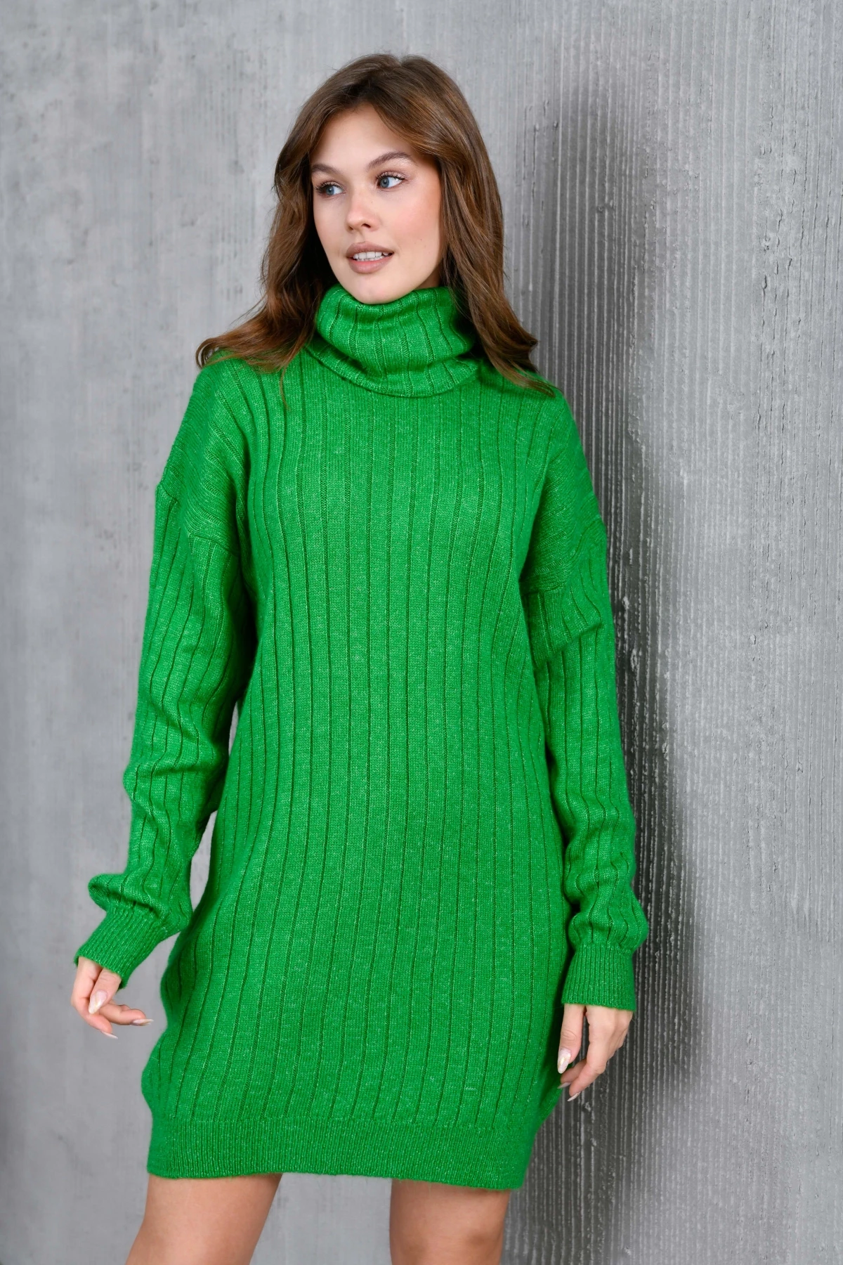 Kadın Balıkçı Yaka Kaşkorse Triko Tunik 7519Sw