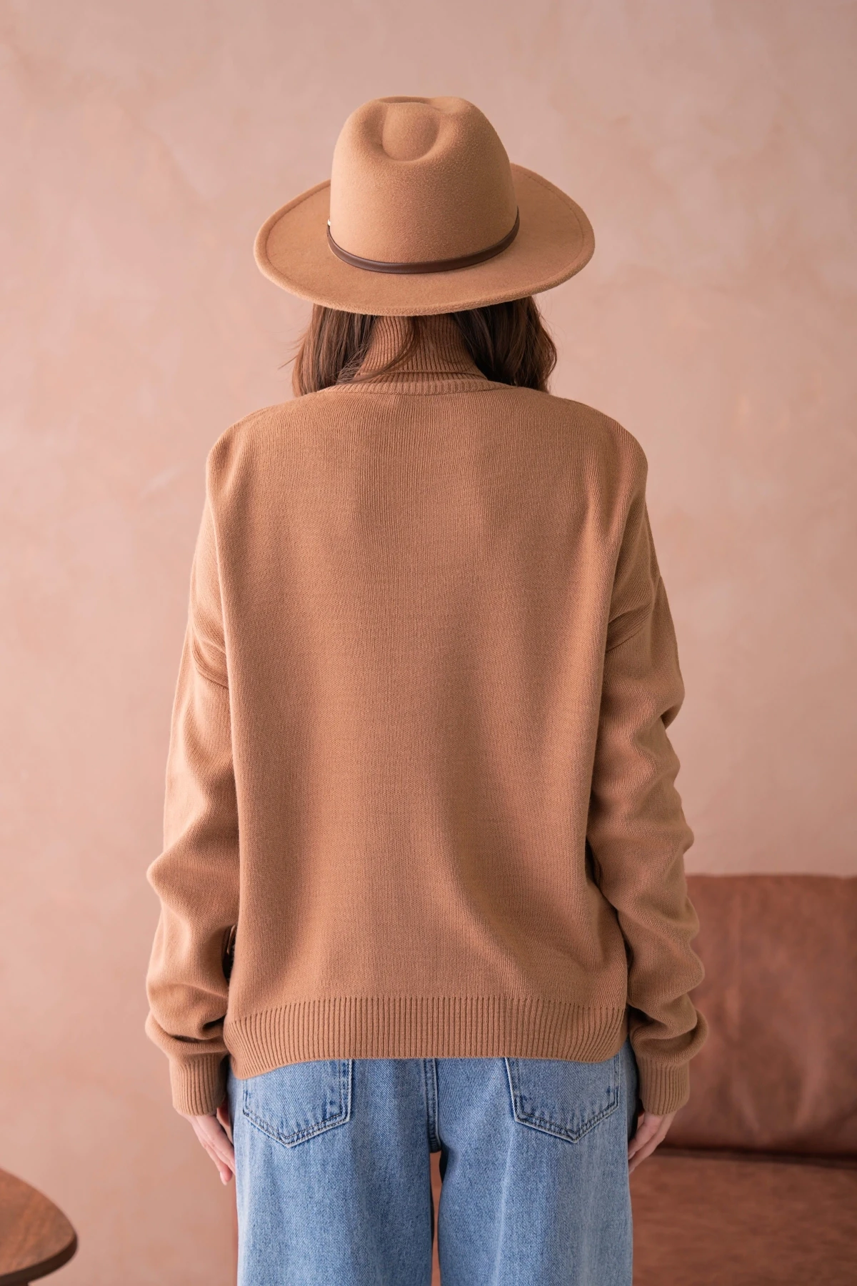 Kadın Balıkçı Yaka Nakış Detay Yumuşak Dokulu Basic Triko Kazak 214430