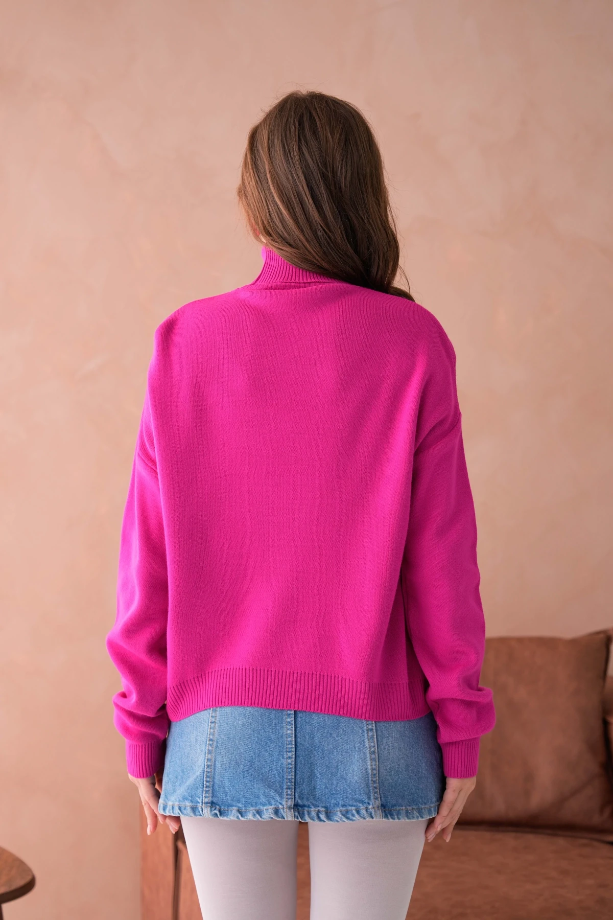 Kadın Balıkçı Yaka Nakış Detay Yumuşak Dokulu Basic Triko Kazak 214430