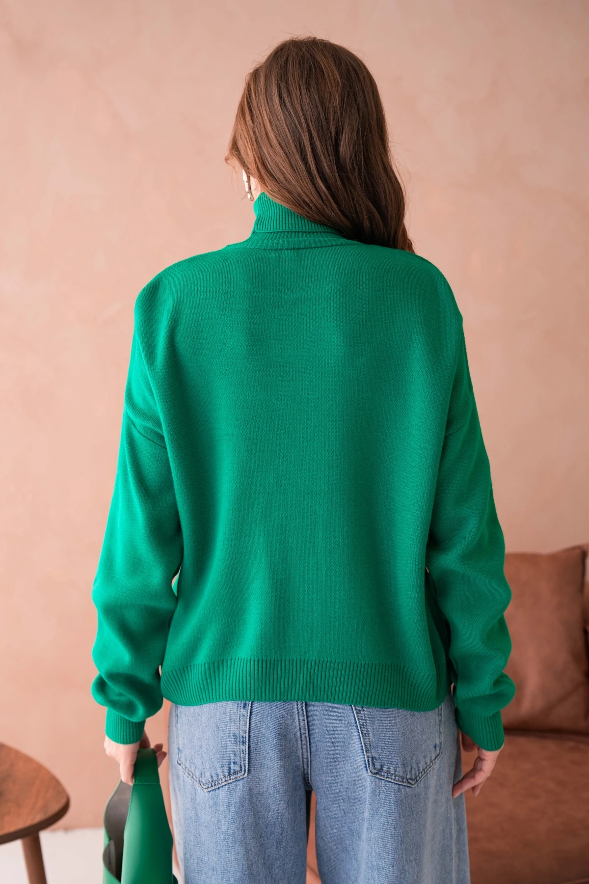 Kadın Balıkçı Yaka Nakış Detay Yumuşak Dokulu Basic Triko Kazak 214430