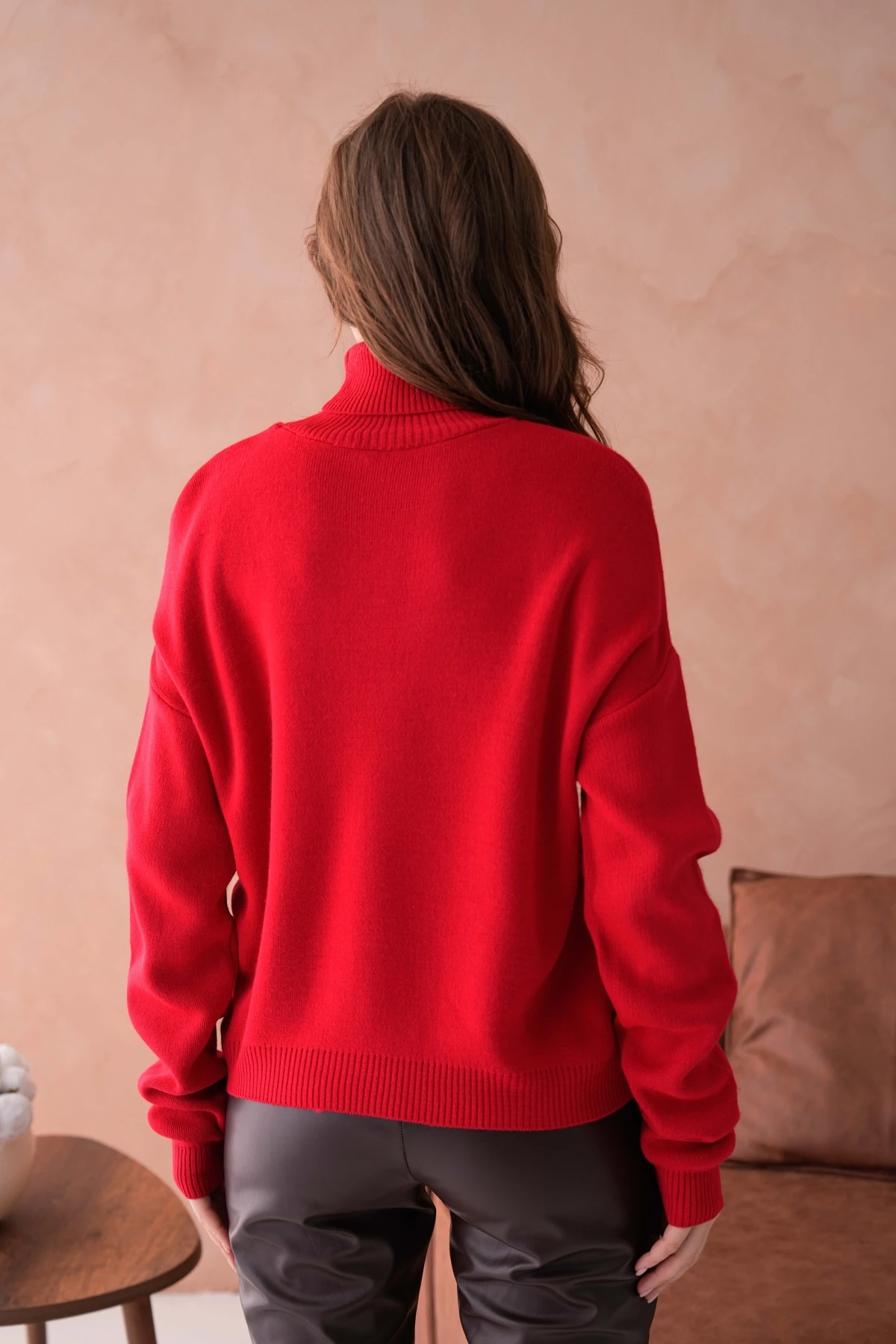 Kadın Balıkçı Yaka Nakış Detay Yumuşak Dokulu Basic Triko Kazak 214430