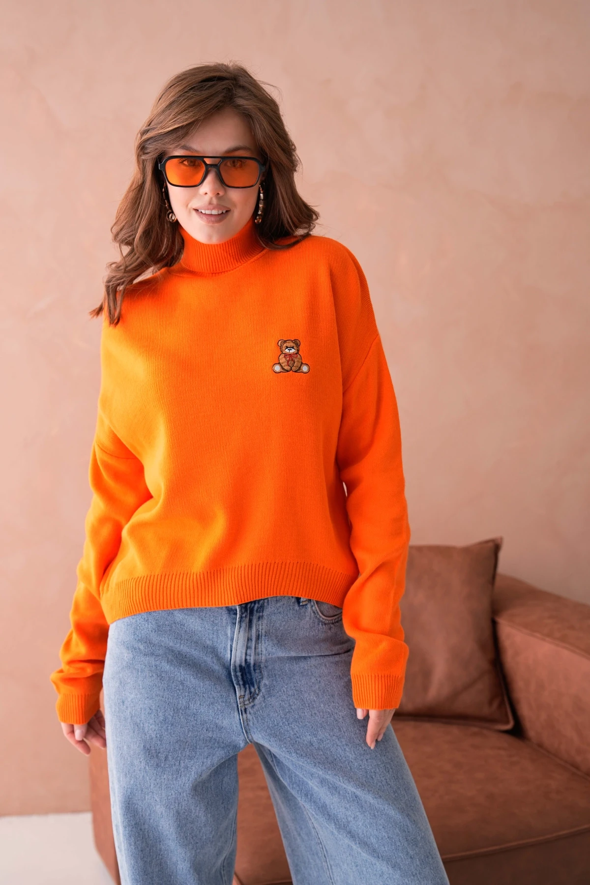 Kadın Balıkçı Yaka Nakış Detay Yumuşak Dokulu Basic Triko Kazak 214430