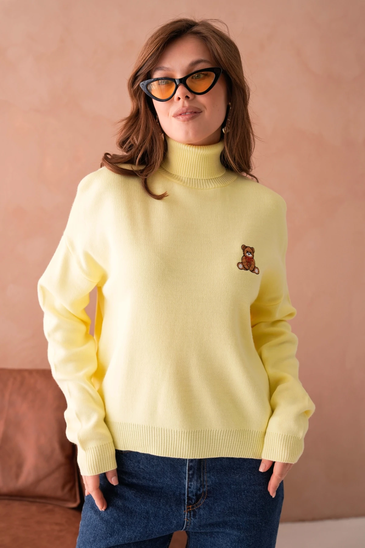 Kadın Balıkçı Yaka Nakış Detay Yumuşak Dokulu Basic Triko Kazak 214430