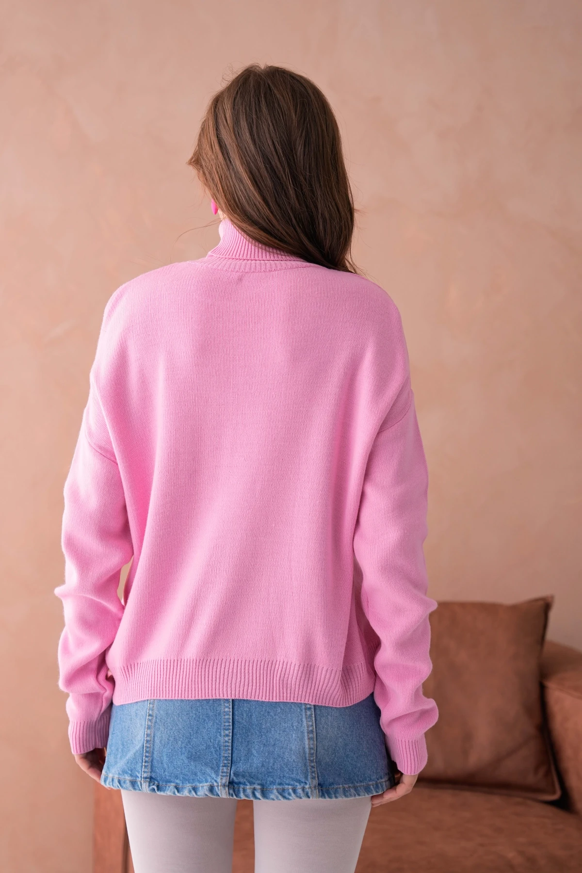 Kadın Balıkçı Yaka Nakış Detay Yumuşak Dokulu Basic Triko Kazak 214430