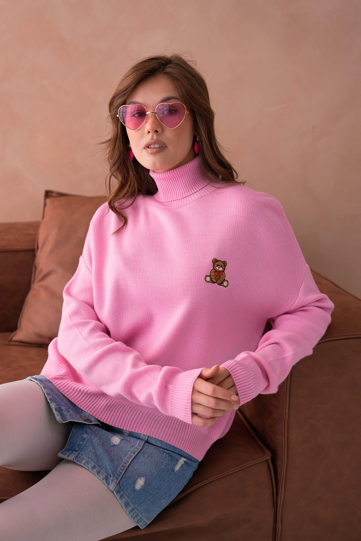 Kadın Balıkçı Yaka Nakış Detay Yumuşak Dokulu Basic Triko Kazak 214430