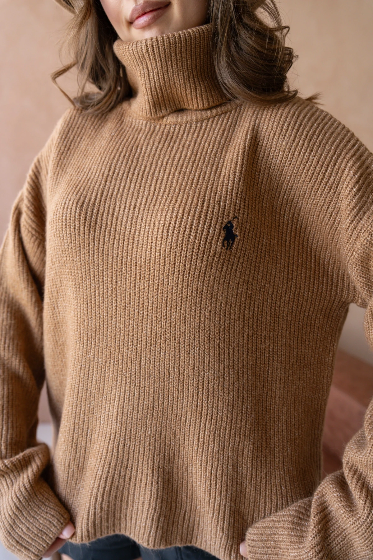 Kadın Balıkçı Yaka Selanik Örgü Oversize Triko Kazak 8080Sw