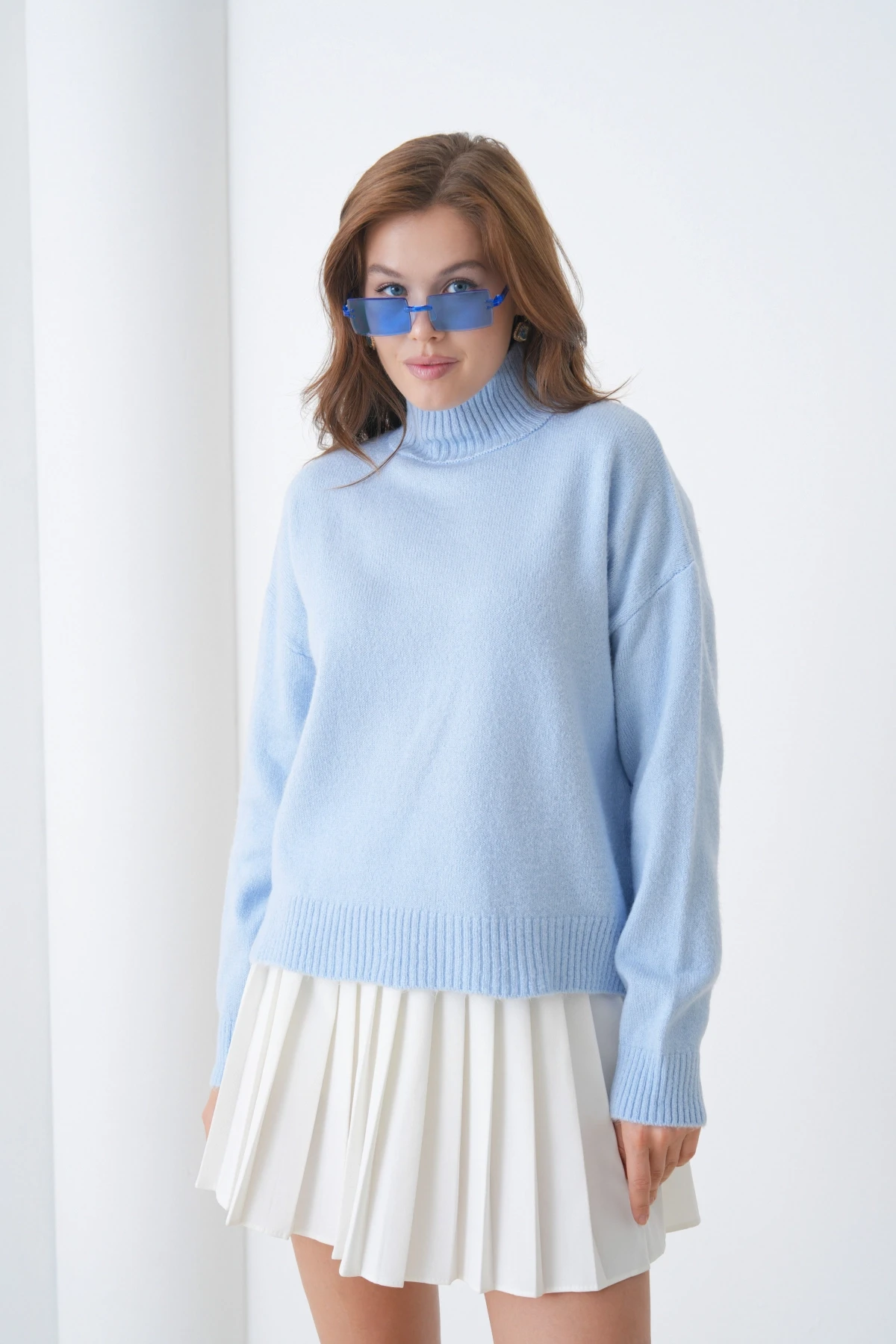 Kadın Balıkçı Yaka Yumuşak Dokulu Salaş Triko Kazak 8488Sw