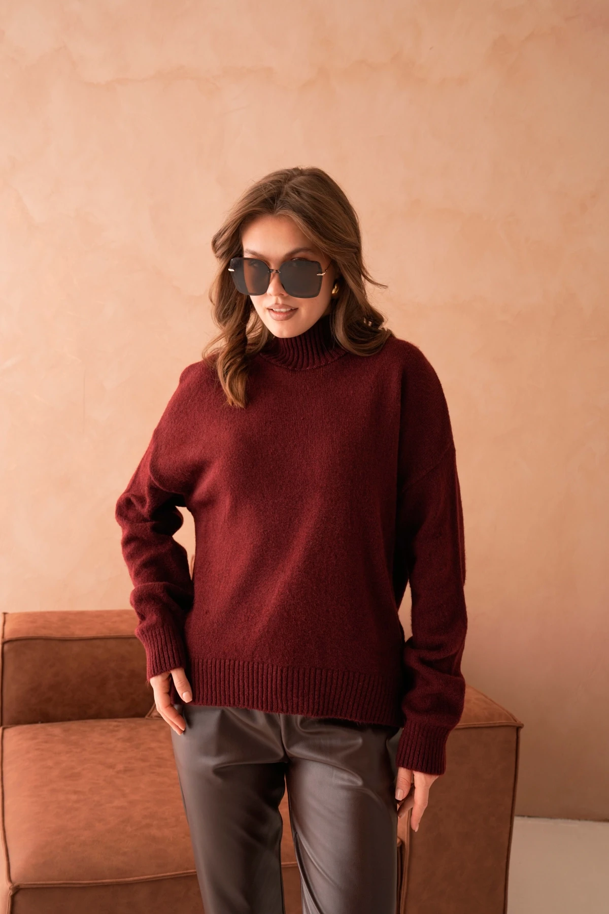 Kadın Balıkçı Yaka Yumuşak Dokulu Salaş Triko Kazak 8488Sw