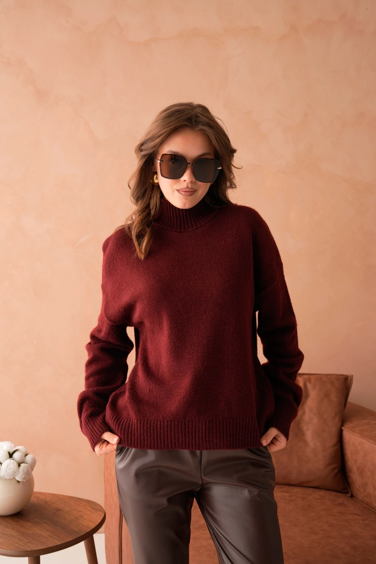 Kadın Balıkçı Yaka Yumuşak Dokulu Salaş Triko Kazak 8488Sw