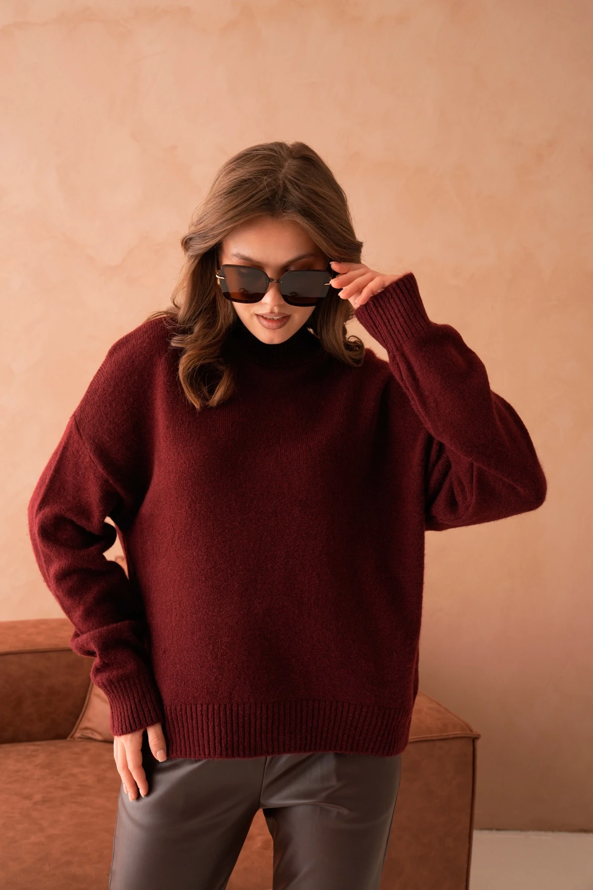 Kadın Balıkçı Yaka Yumuşak Dokulu Salaş Triko Kazak 8488Sw