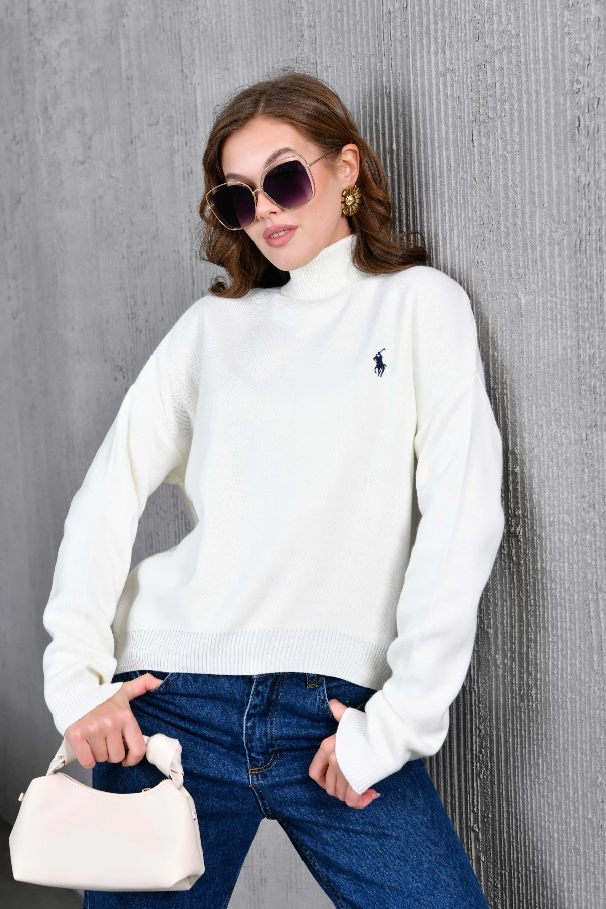 Kadın Balıkçı Yaka Yumuşak Dokulu Triko Kazak 10991