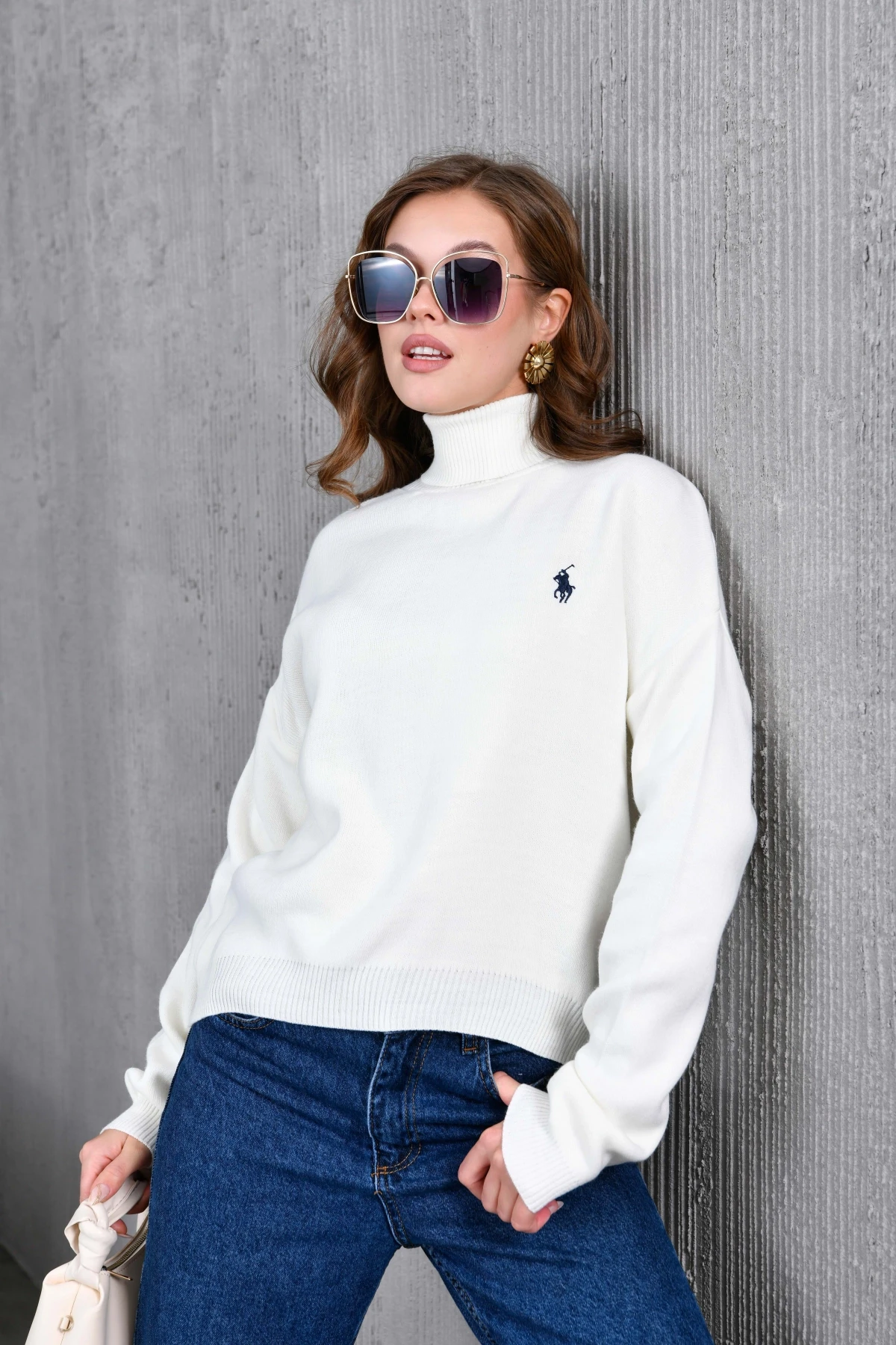 Kadın Balıkçı Yaka Yumuşak Dokulu Triko Kazak 10991