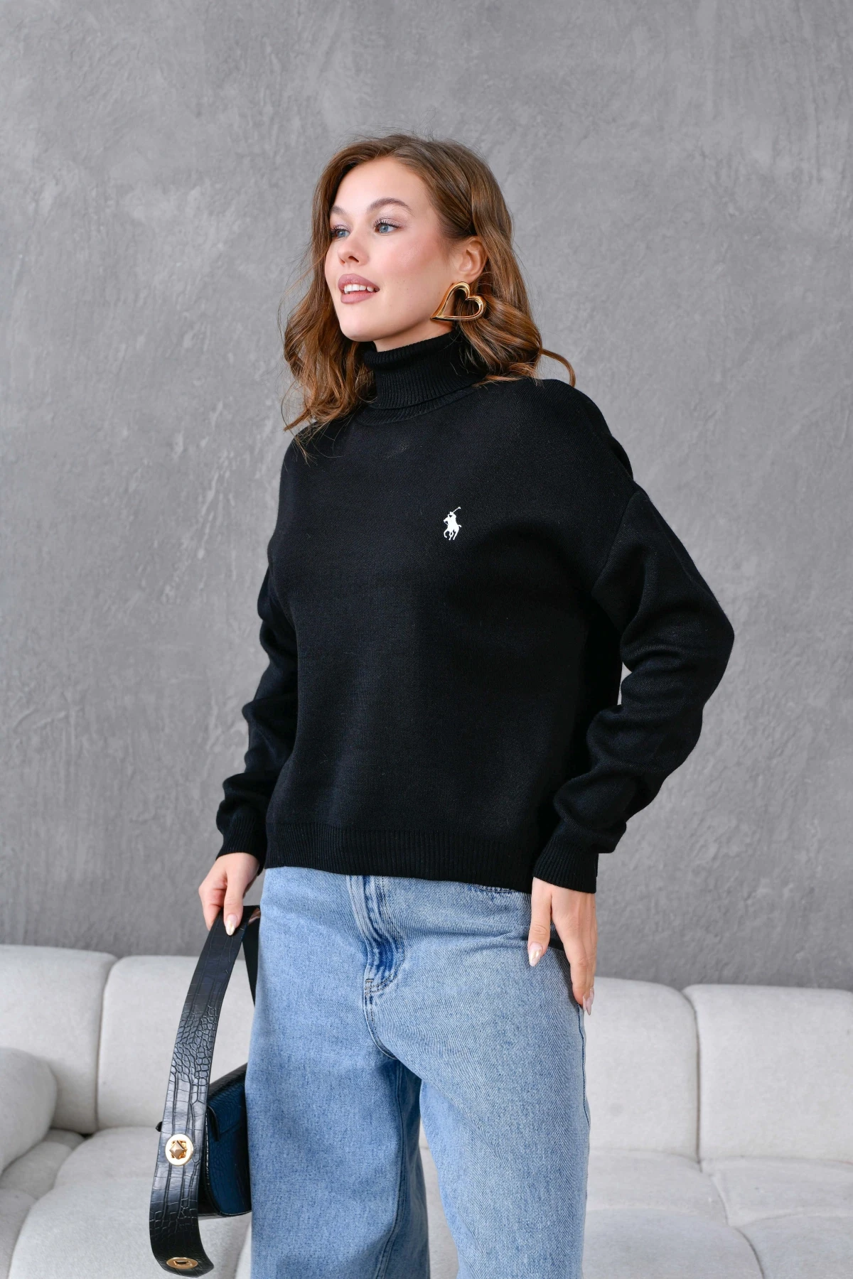 Kadın Balıkçı Yaka Yumuşak Dokulu Triko Kazak 10991